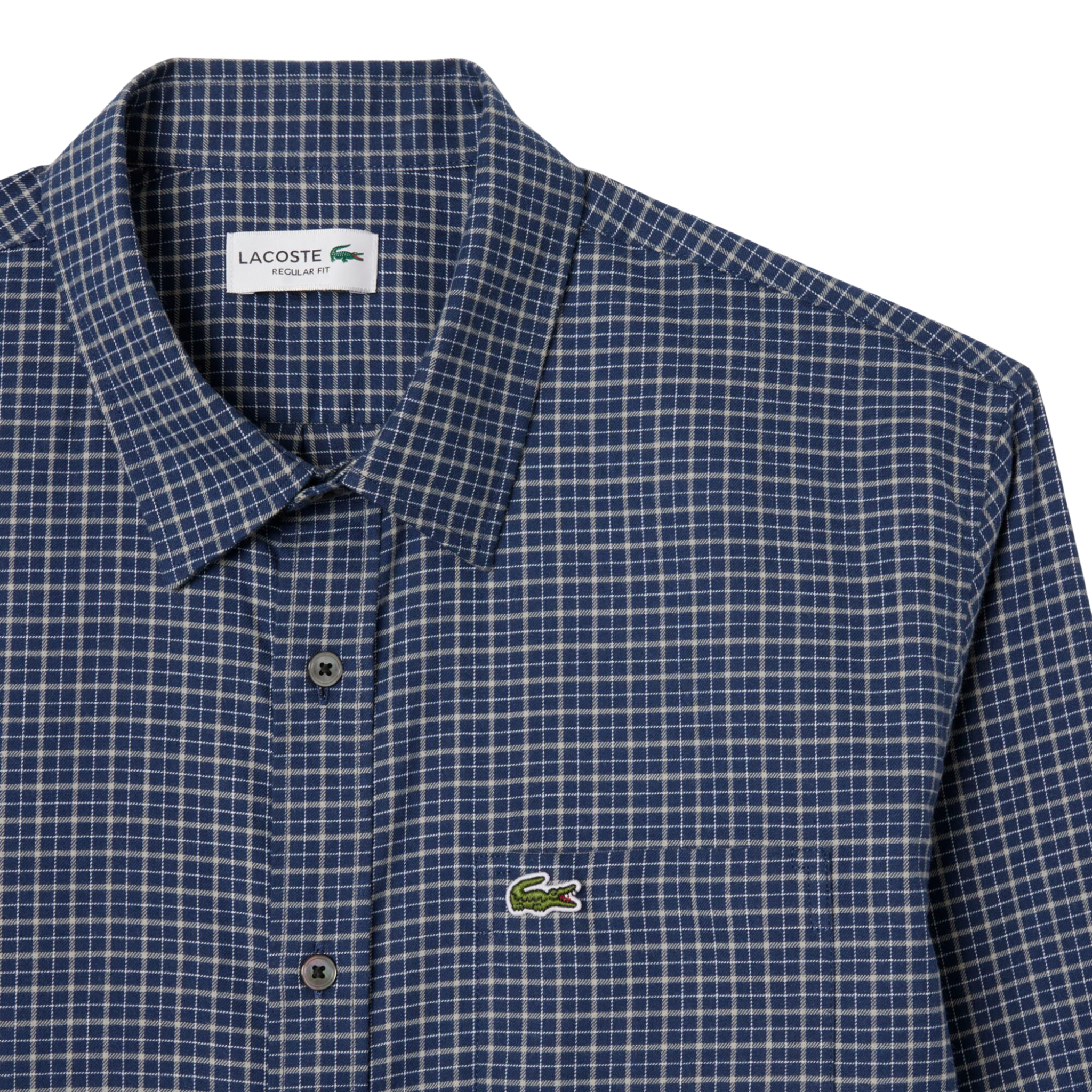 Mens Lacoste Navy/Flour Check Regular Fit L/s Shirt