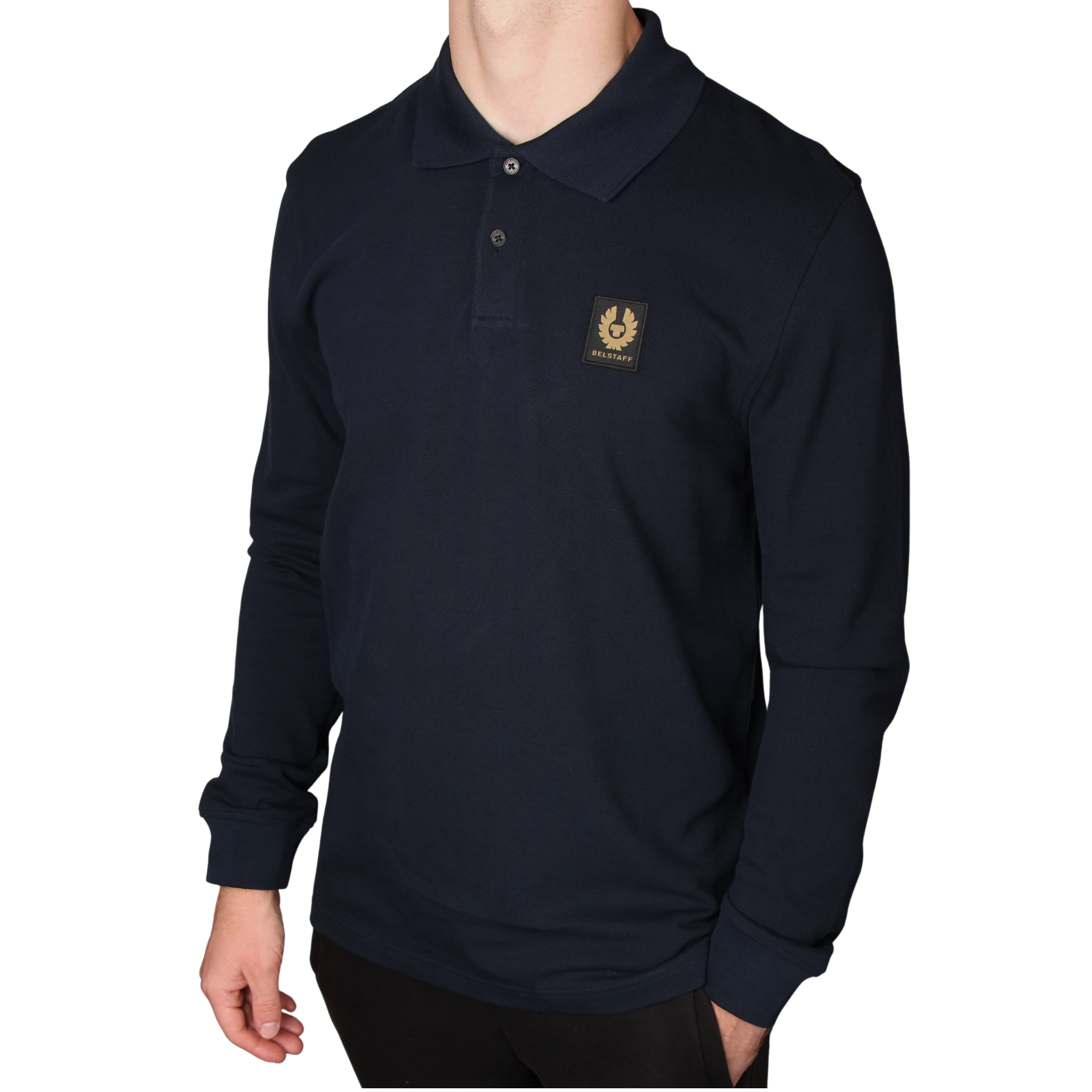 Mens Belstaff Dark Ink Branded L/s Polo Shirt