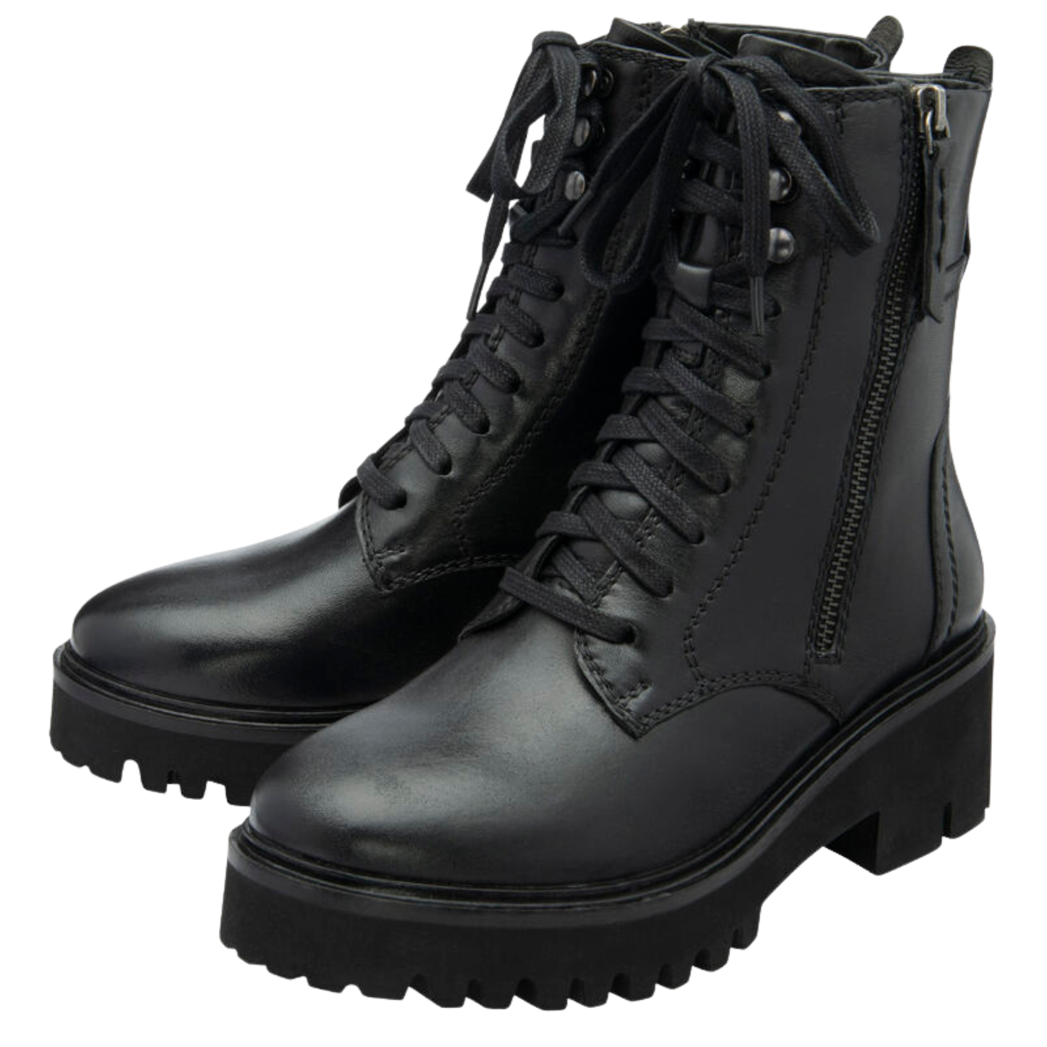 Womens Ravel Black Leather Leith Lace Up Boots