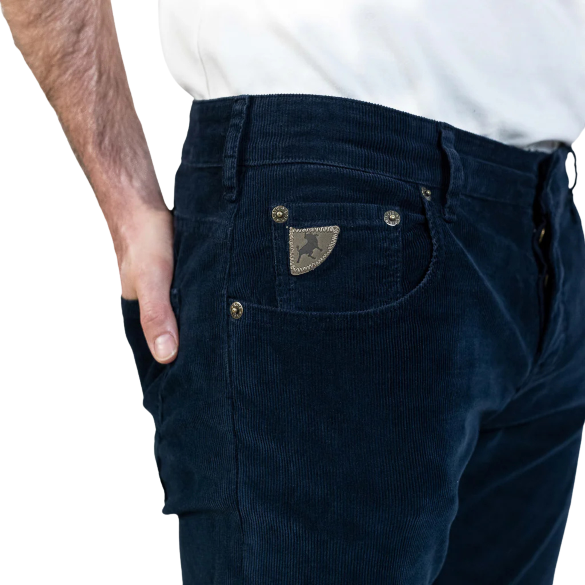 Mens Lois Navy Blue Sierra Corduroy Tapered Pants