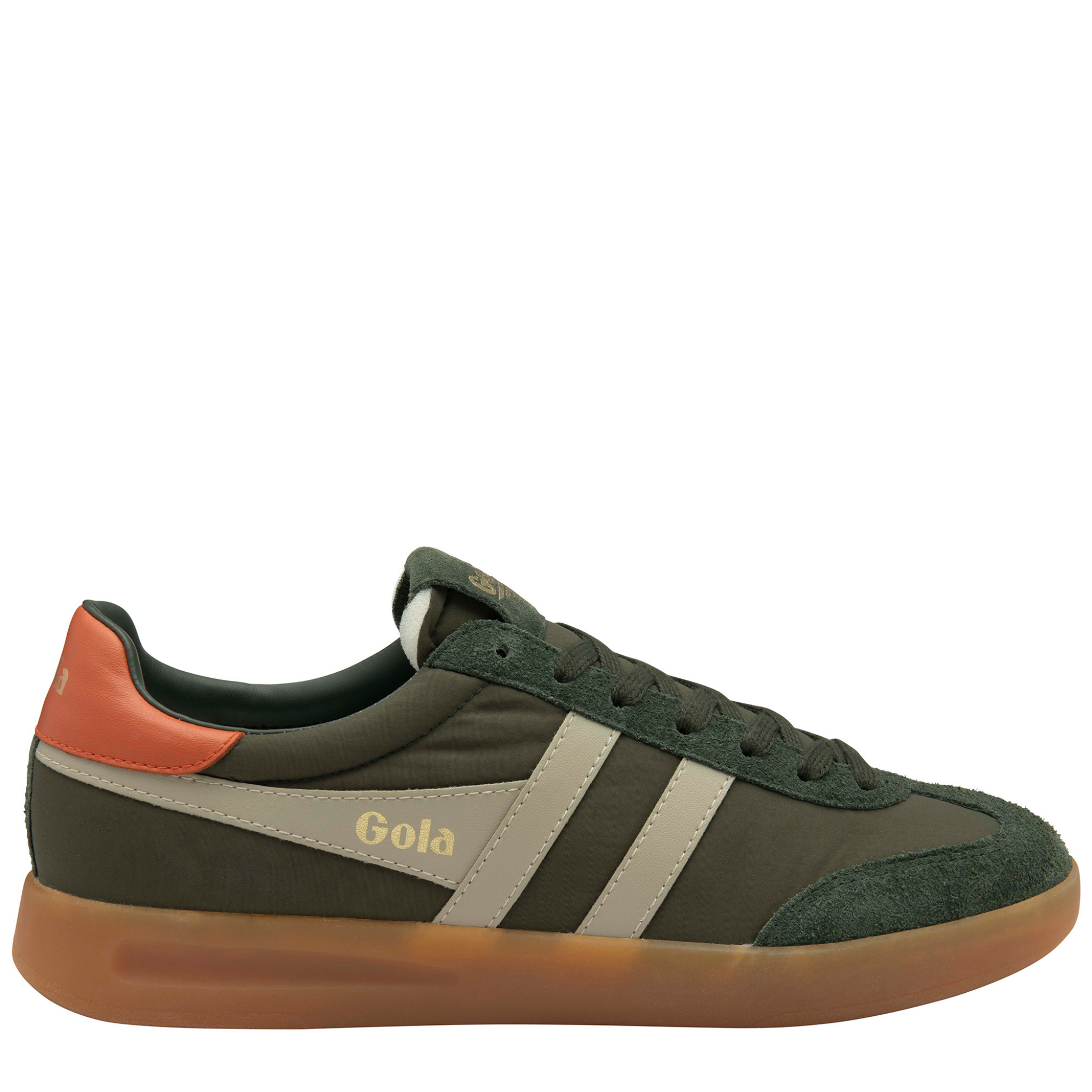Mens Gola Dark Khaki/Bone/Orange/Gum Cyclone Nylon Trainers