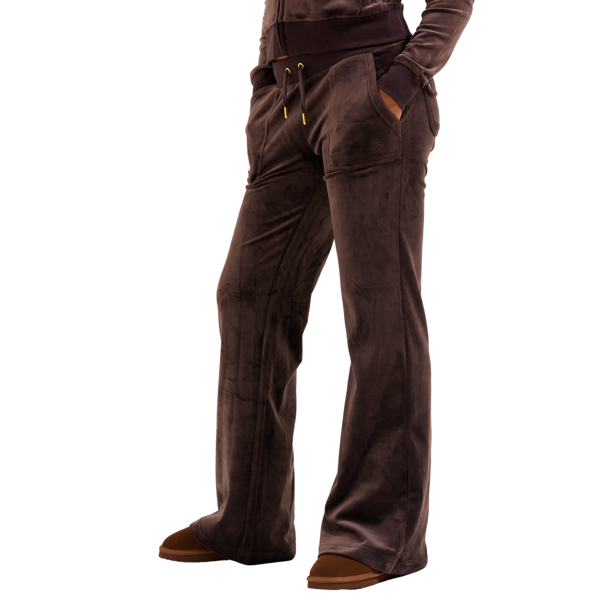 Womens Juicy Couture Java Layla Gold Velour Pants