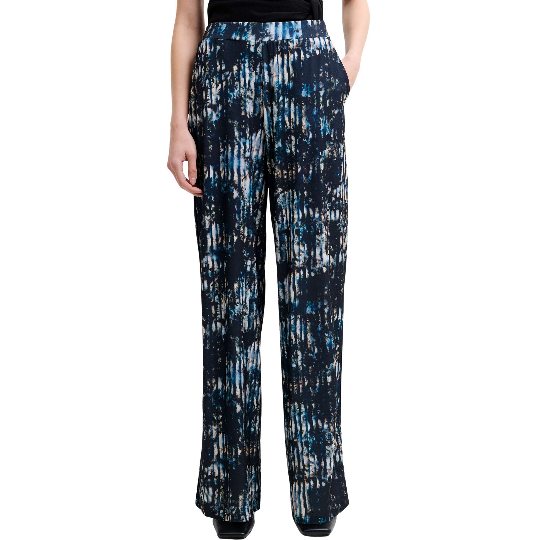 Womens French Connection Black/Blue Orla Zina Wide Leg Trousers