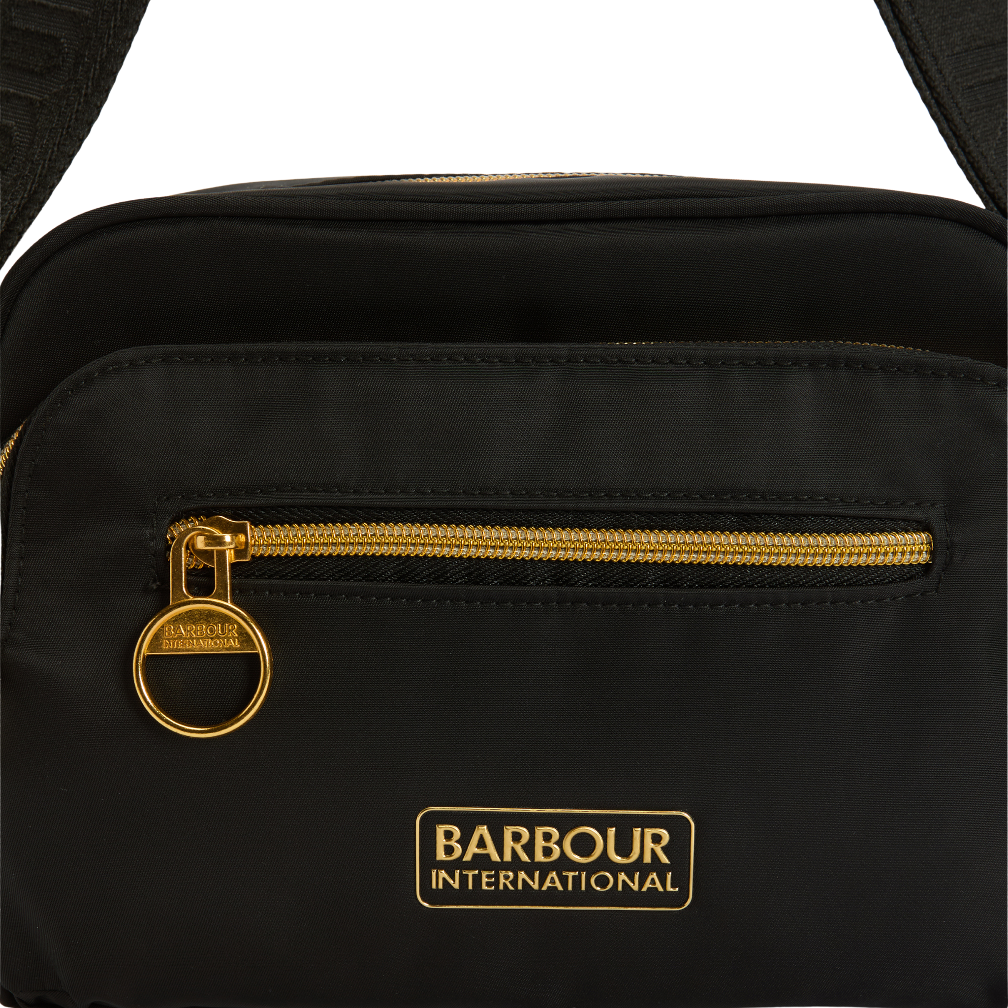 Womens Barbour International Black Qualify City Crossbody Bag