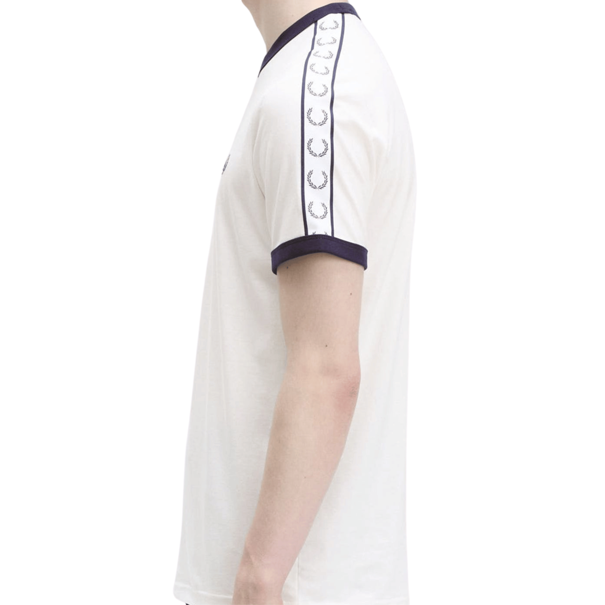 Mens Fred Perry Snow White Taped Ringer S/s T Shirt