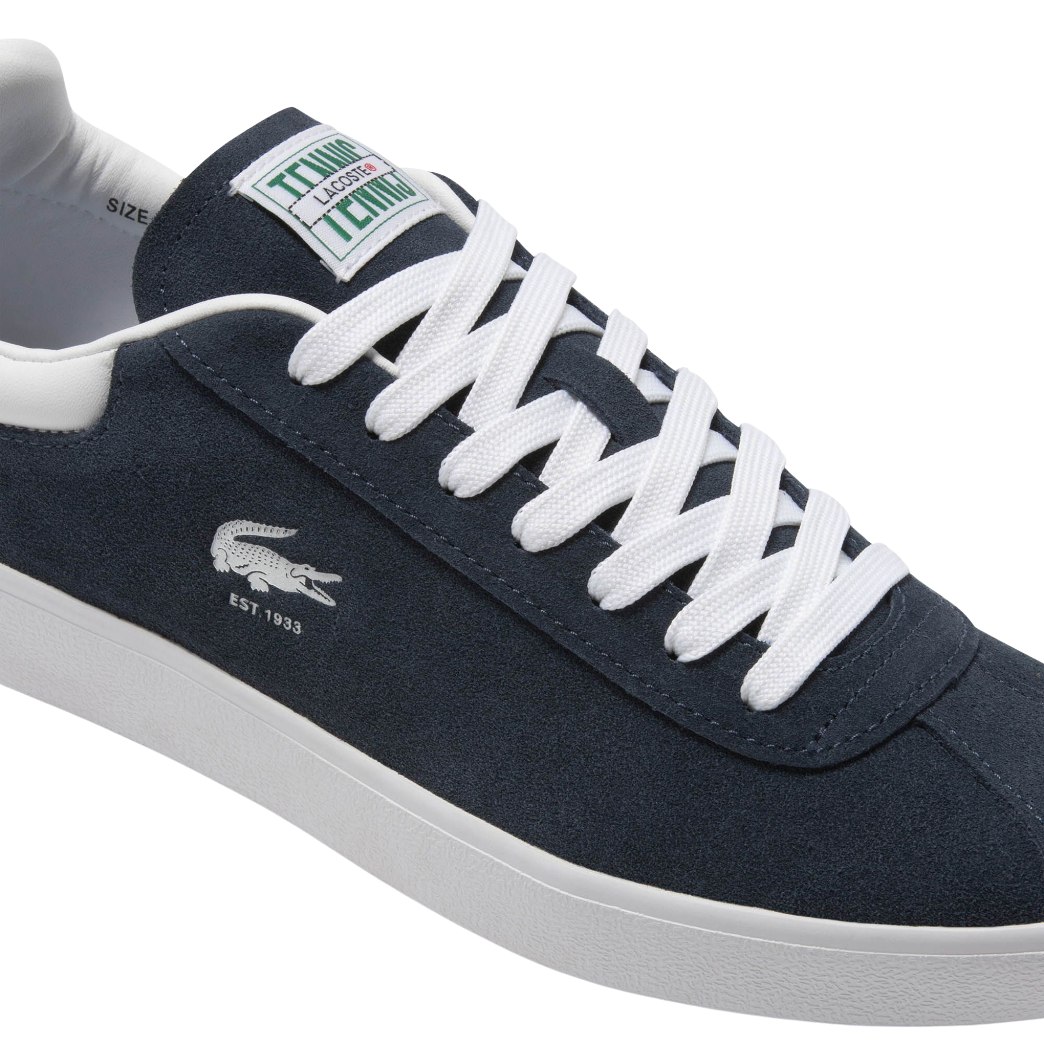 Mens Lacoste Navy/White Baseshot Suede Trainers
