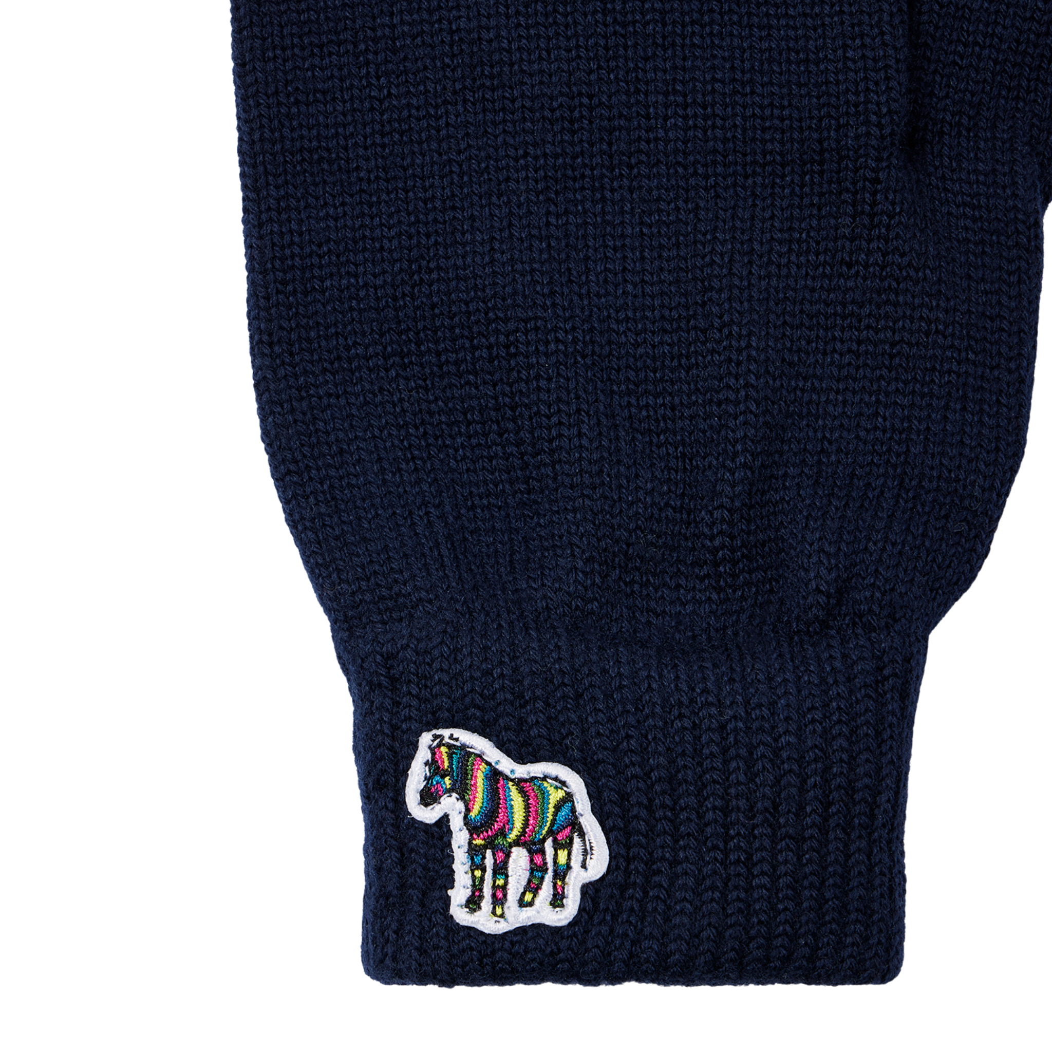 Mens Paul Smith Navy Zebra Badge Wool Knitted Gloves