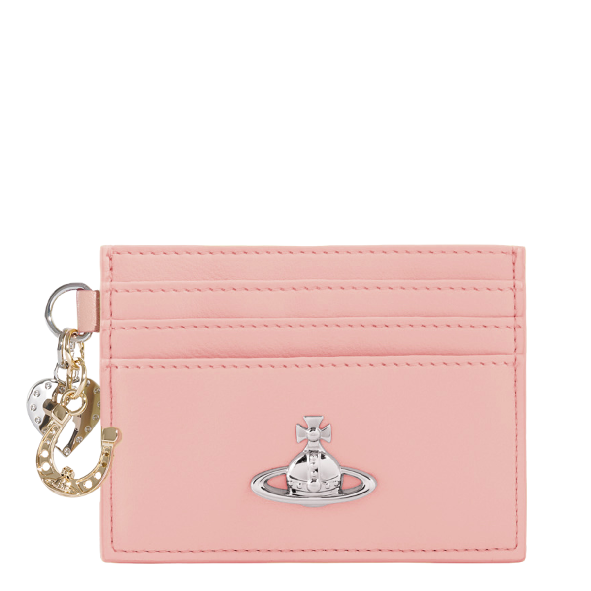 Womens Vivienne Westwood Pastel Pink PU Smooth Charms Card Holder