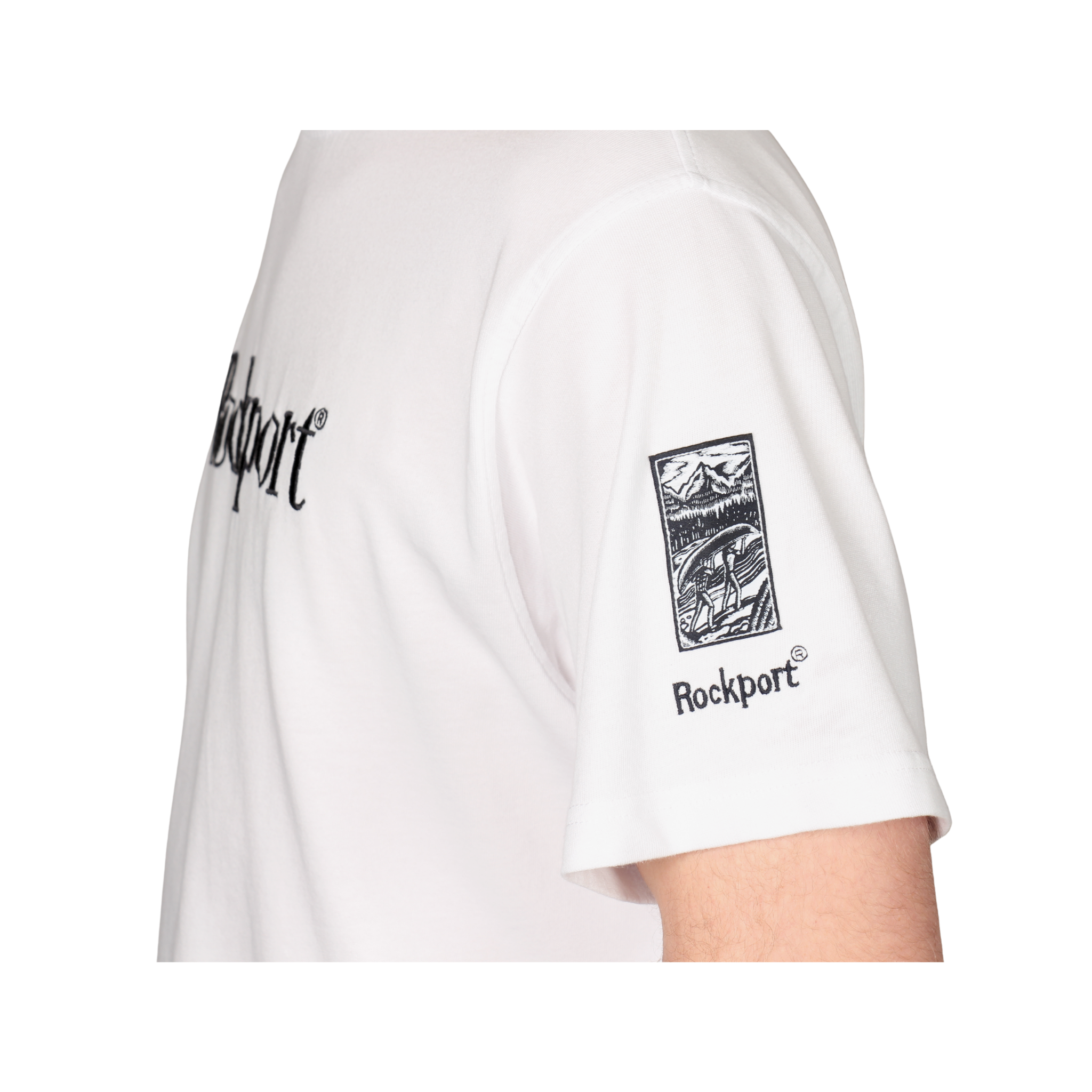 Mens Rockport White Highland Front Logo Washed S/s T Shirt