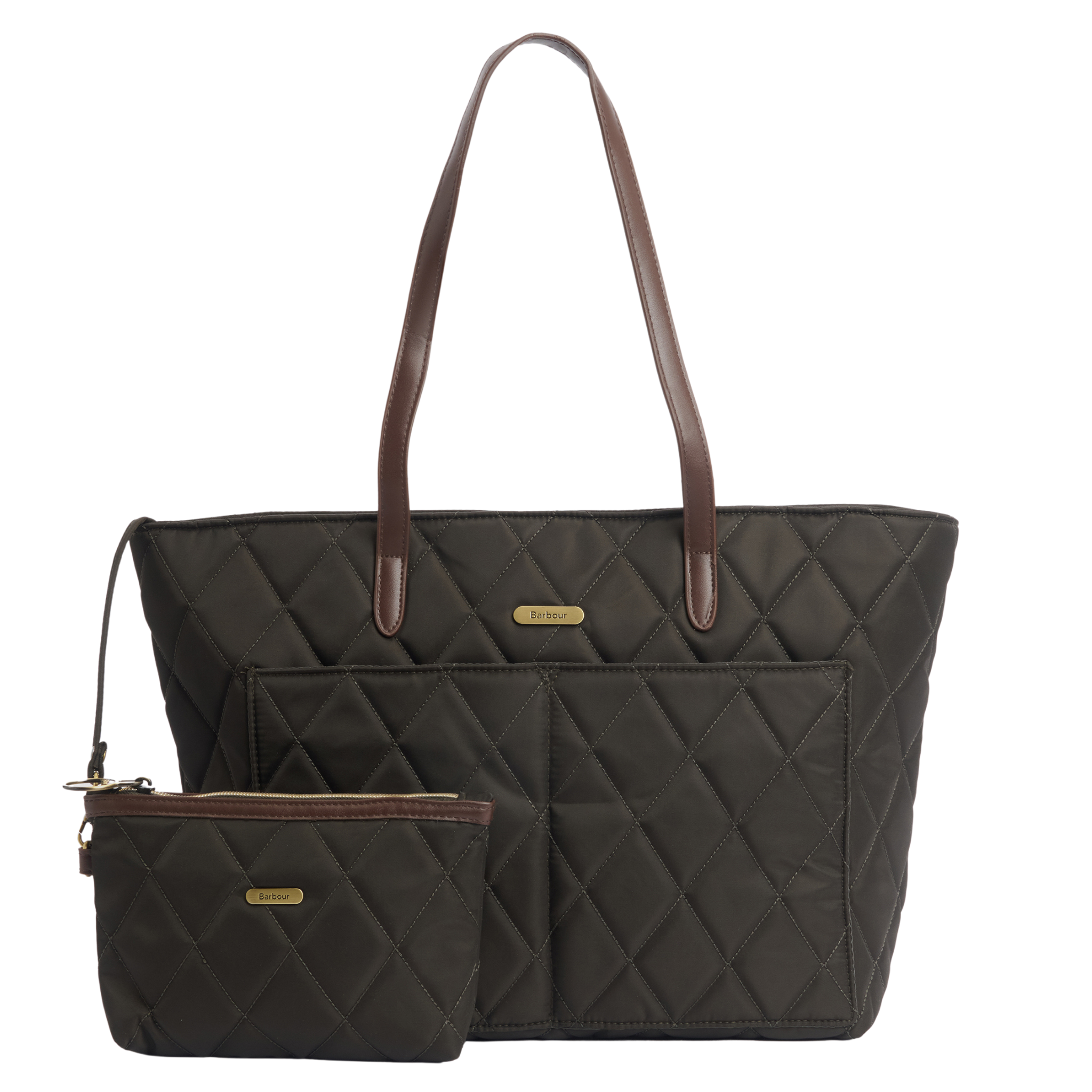 Womens Barbour Olive Quilted Tote Bag