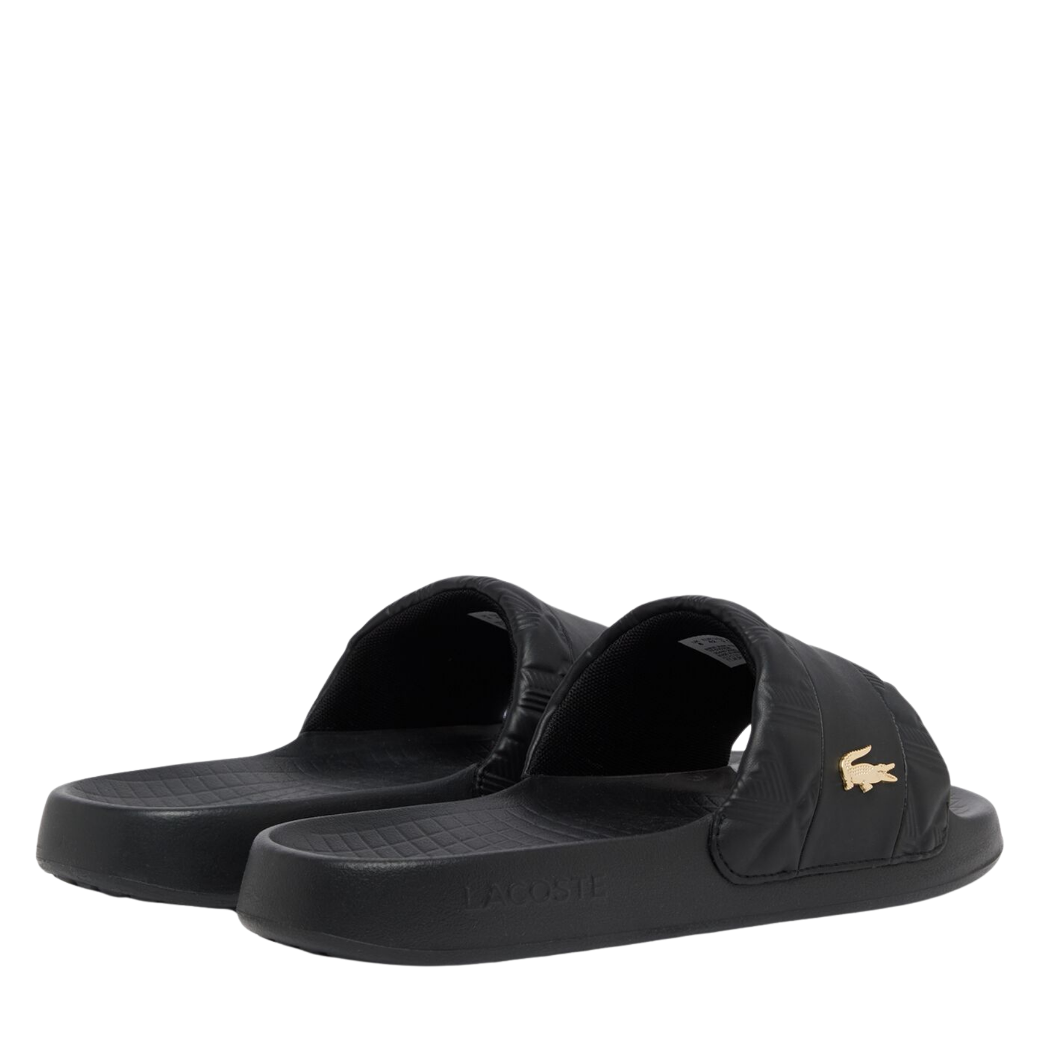 Mens Lacoste Black/Gold Hybrid Monogram Serve Slides