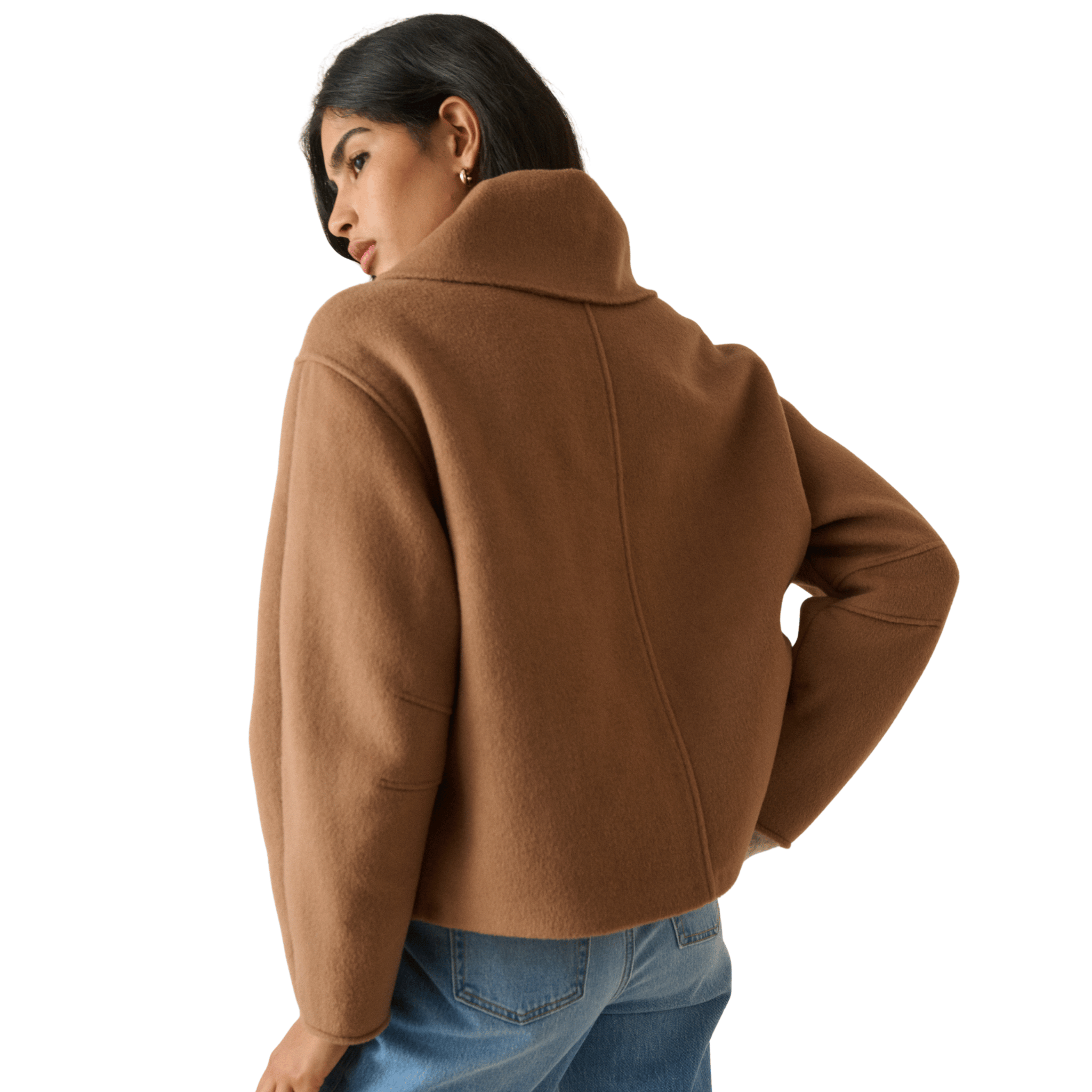 Womens Nobody's Child Beige Tie Neck Jacket