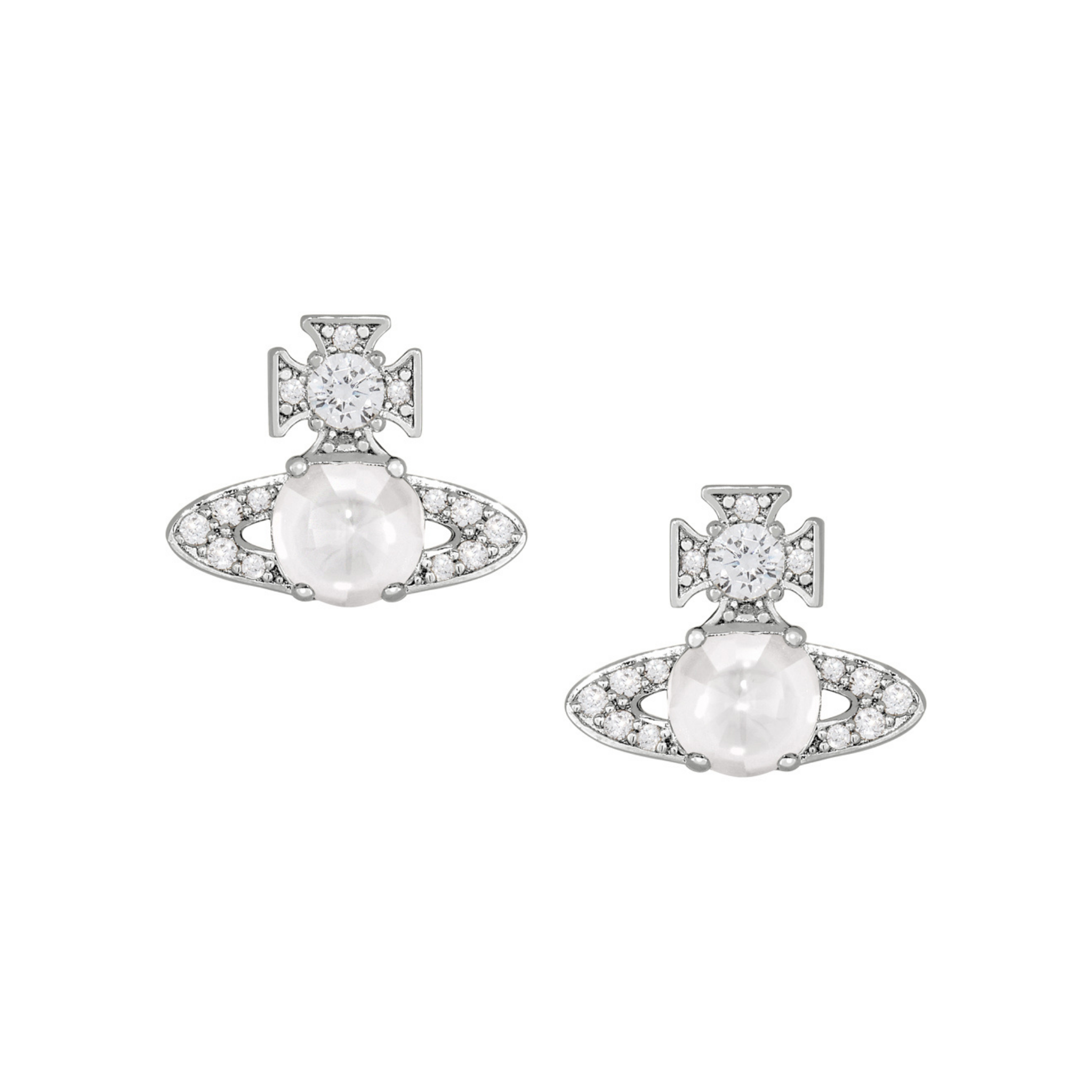 Vivienne Westwood Platinum/White CZ Ondina Earrings