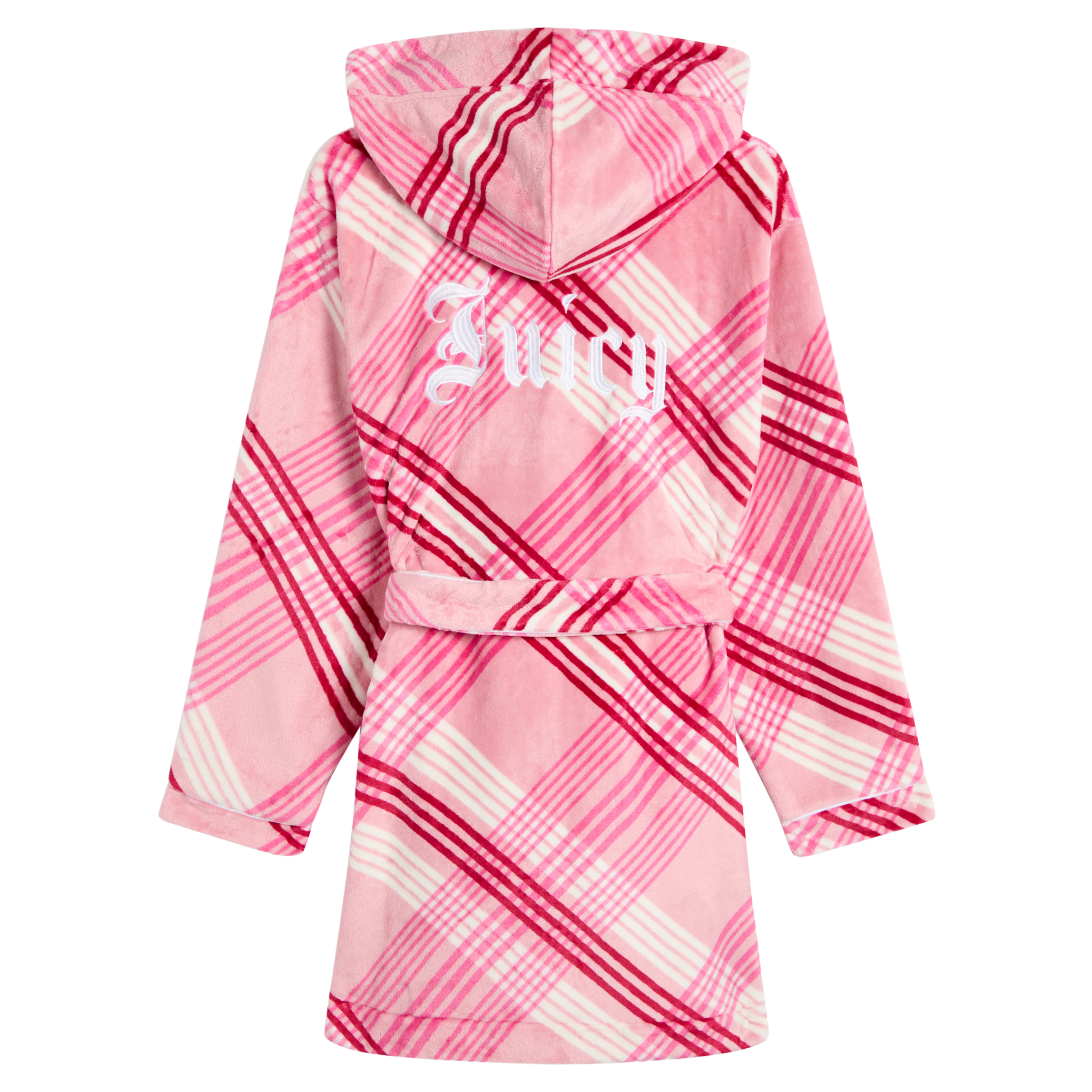 Womens Juicy Couture Pink Check Lottie Check Plush Robe