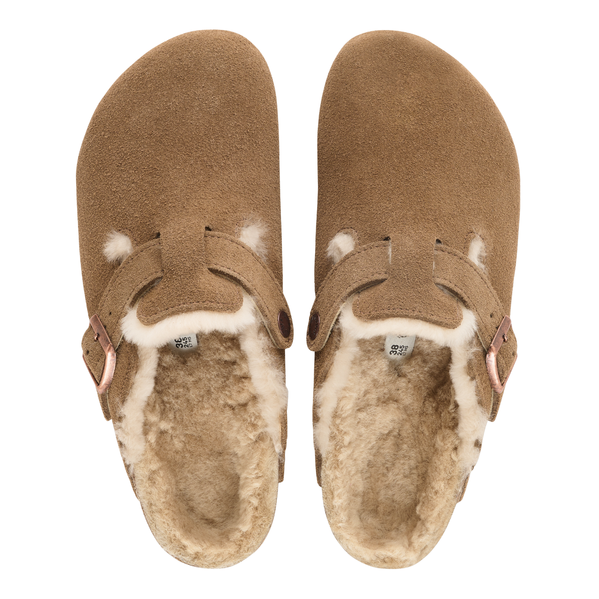 Womens Birkenstock Dark Tea Boston Shearling Suede Clogs