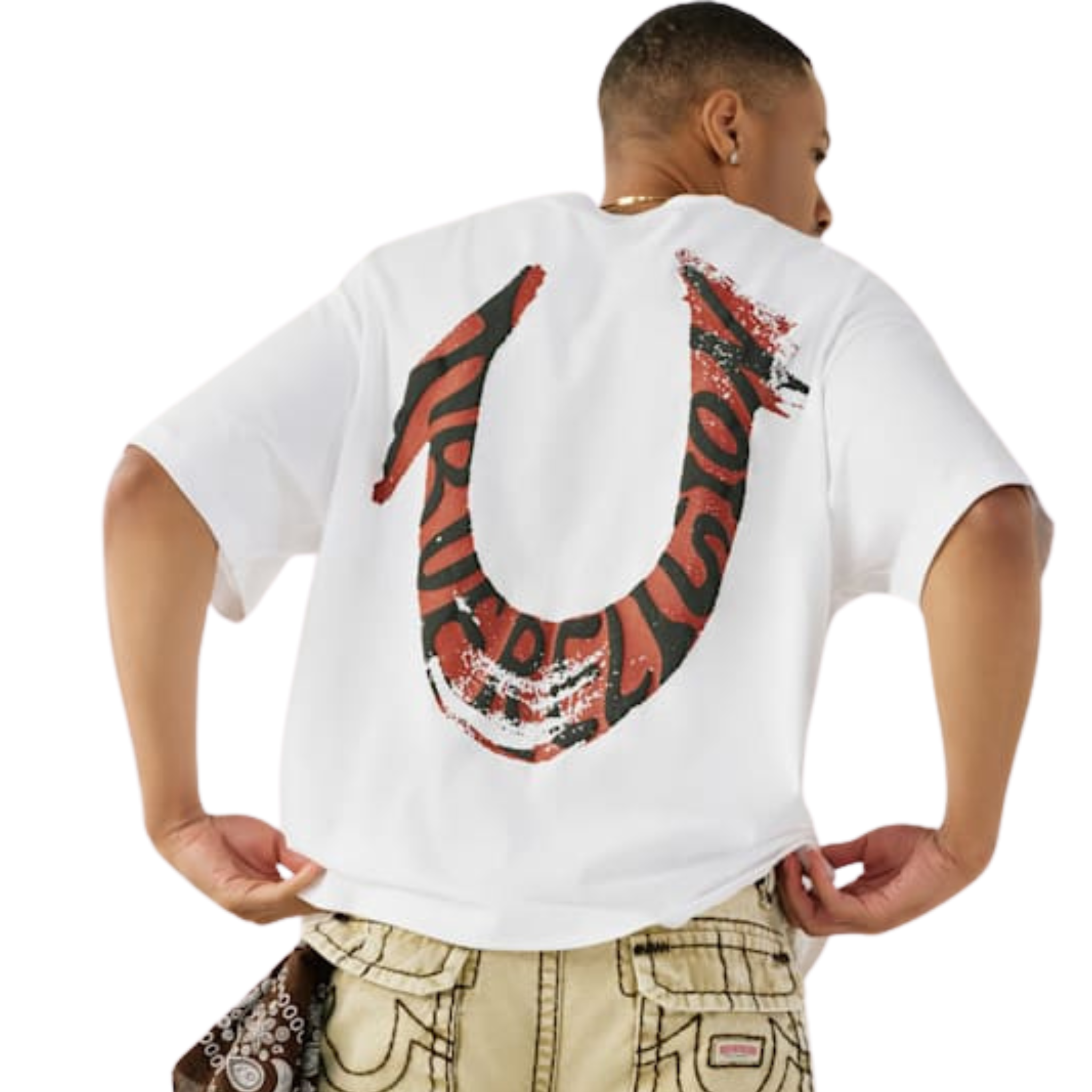 Mens True Religion Optic White Painted HS Oversized S/s T Shirt