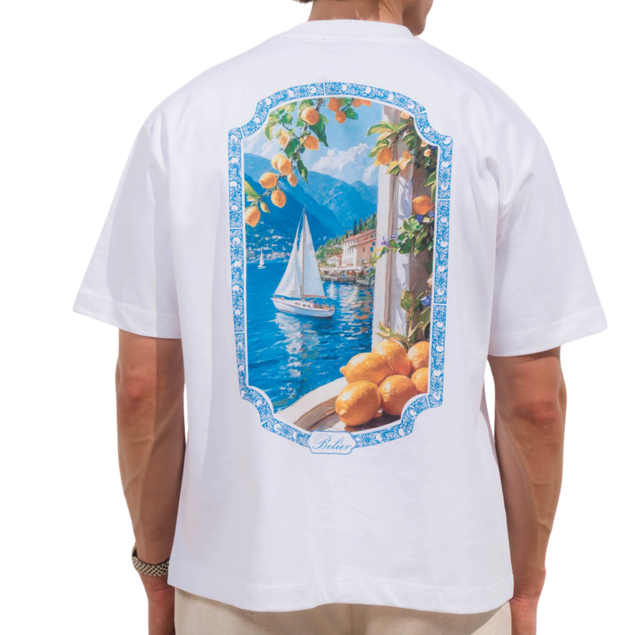Mens Belier White Coast View Graphic S/s T Shirt
