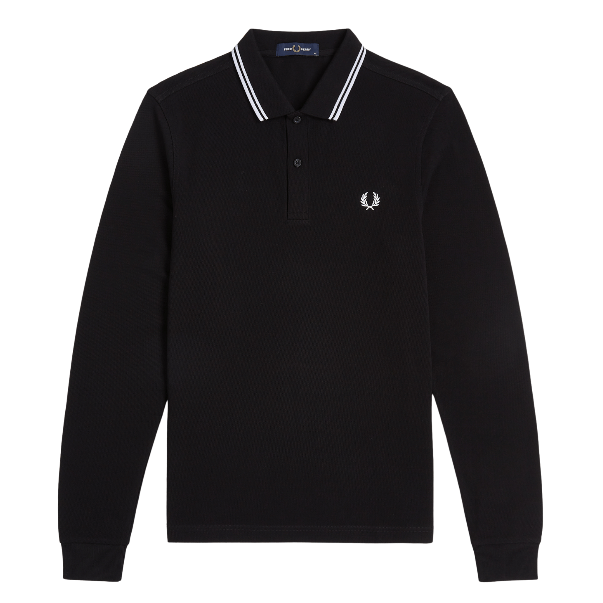 Mens Fred Perry Black Twin Tipped L/s Polo Shirt