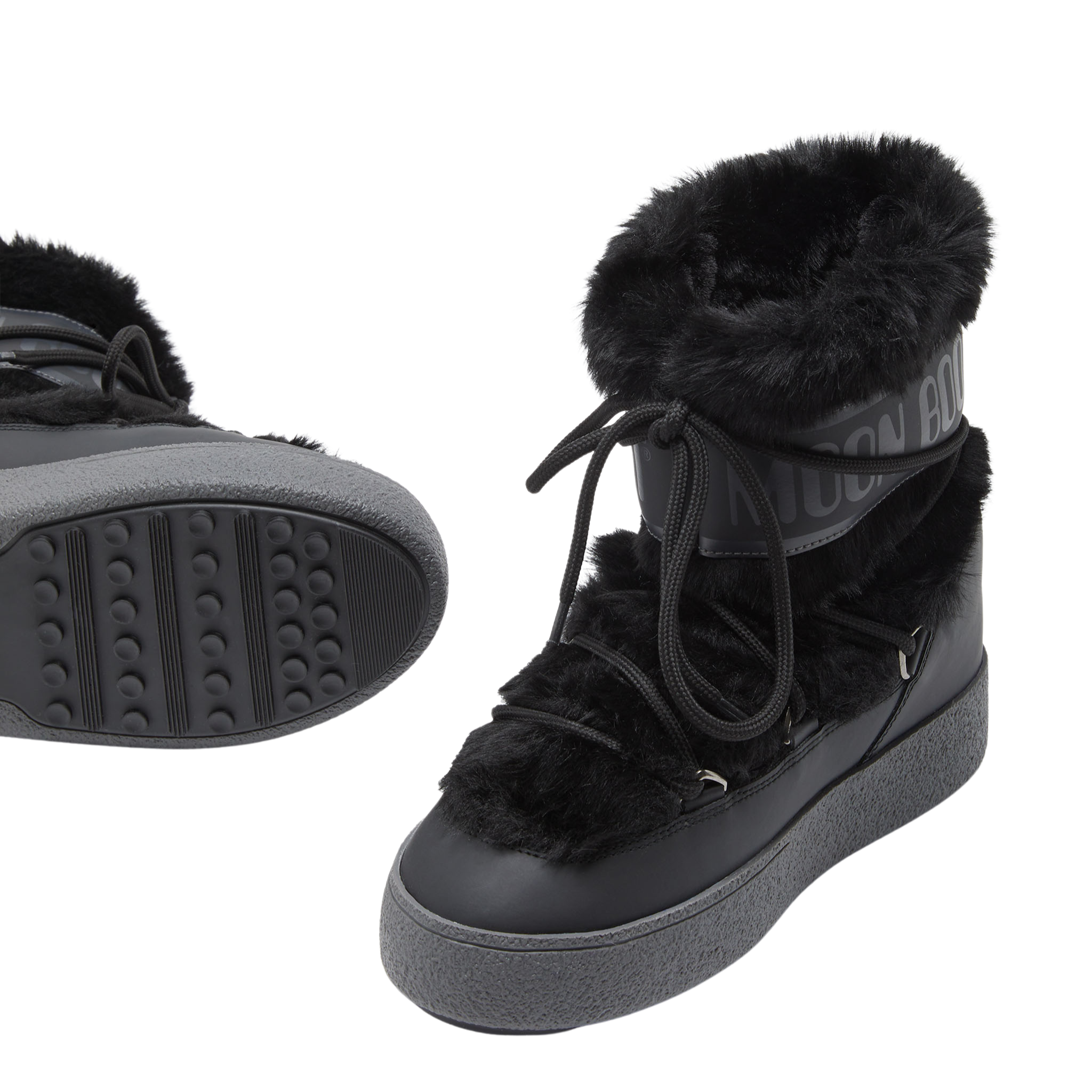 Womens Moon Boot Black LTRACK Faux Fur WP Boots
