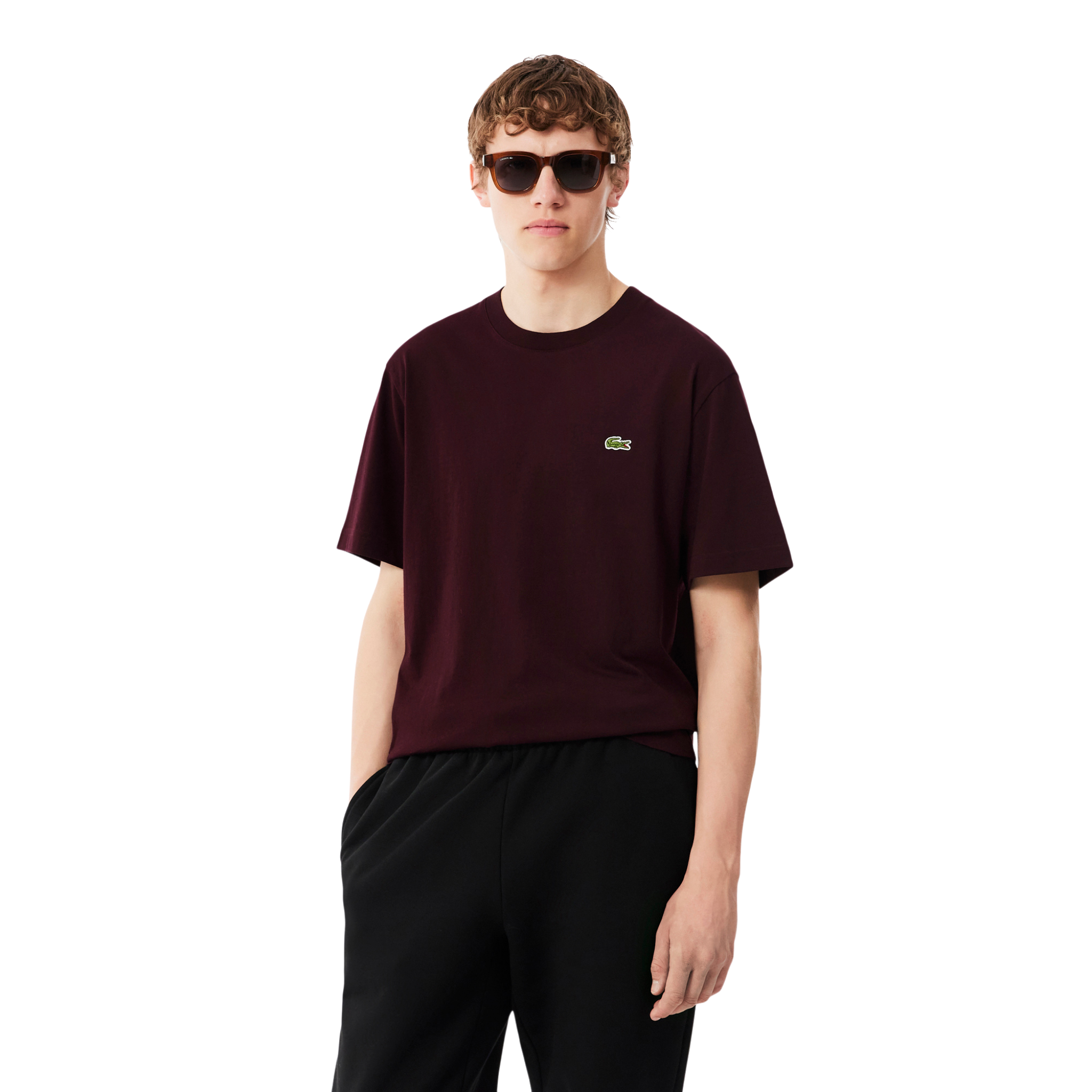 Mens Lacoste Oxblood Classic Fit Mid Weight S/s T Shirt