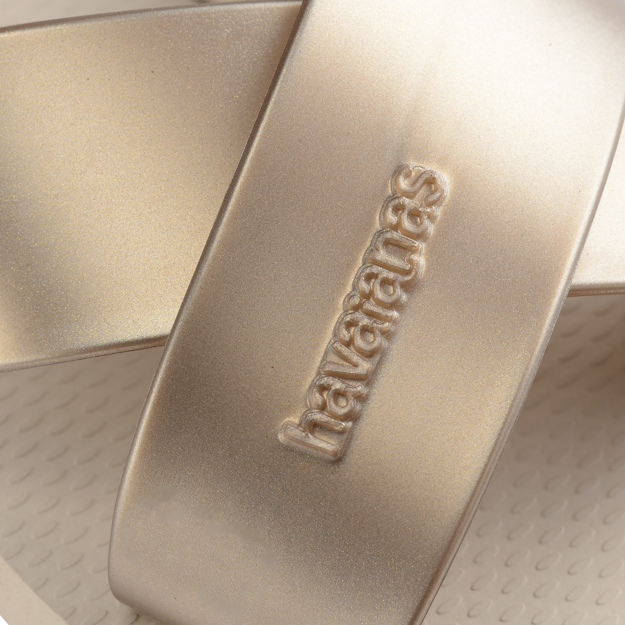 Womens Havaianas Beige Aqua Metallic Slides