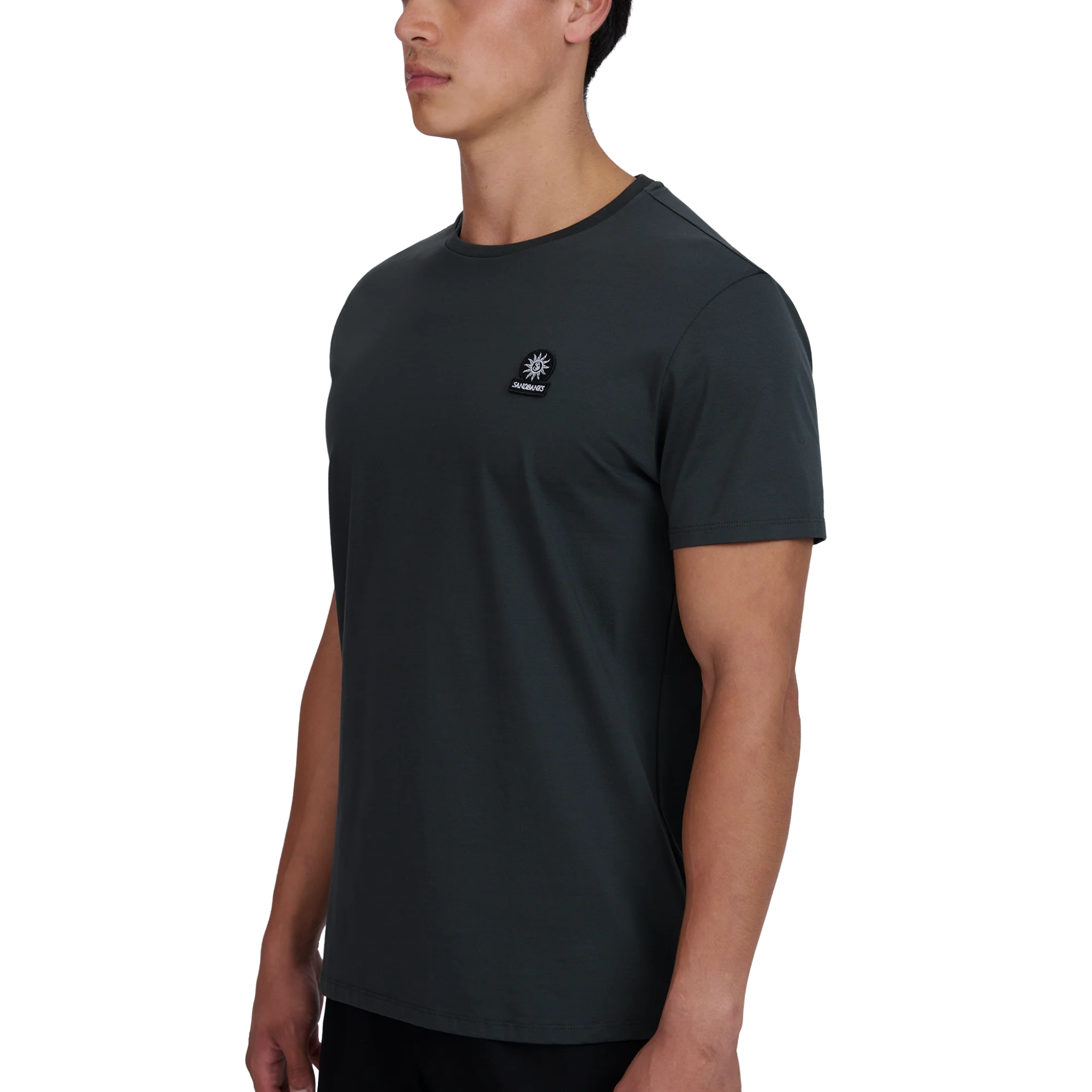Mens Sandbanks Anthracite Mercerised Badge S/s T Shirt