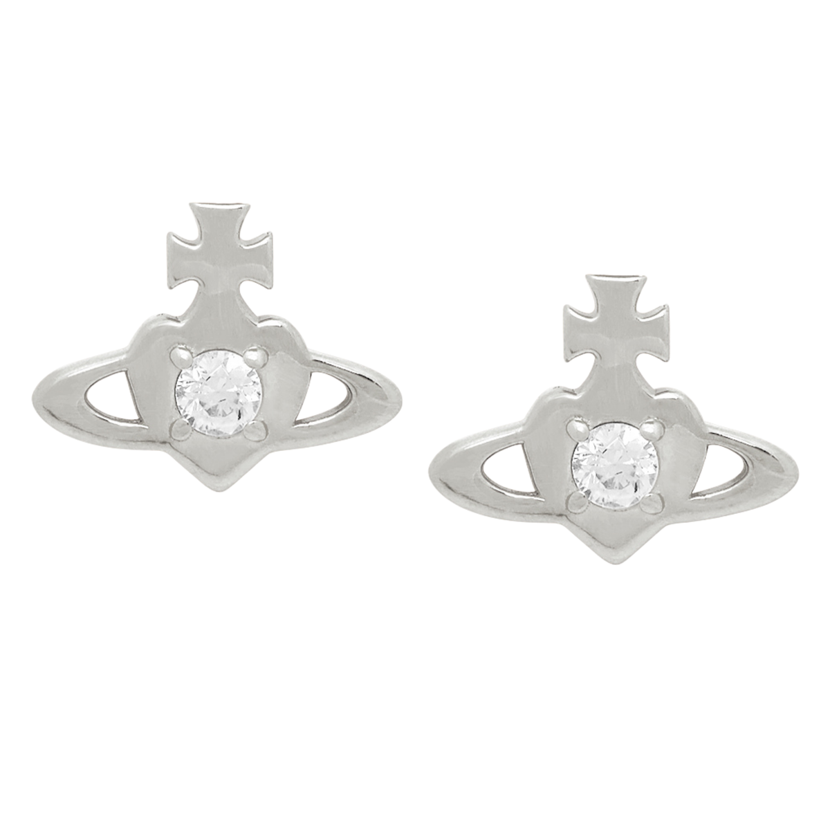 Vivienne Westwood Platinum/White CZ Noella Earrings | Hurleys
