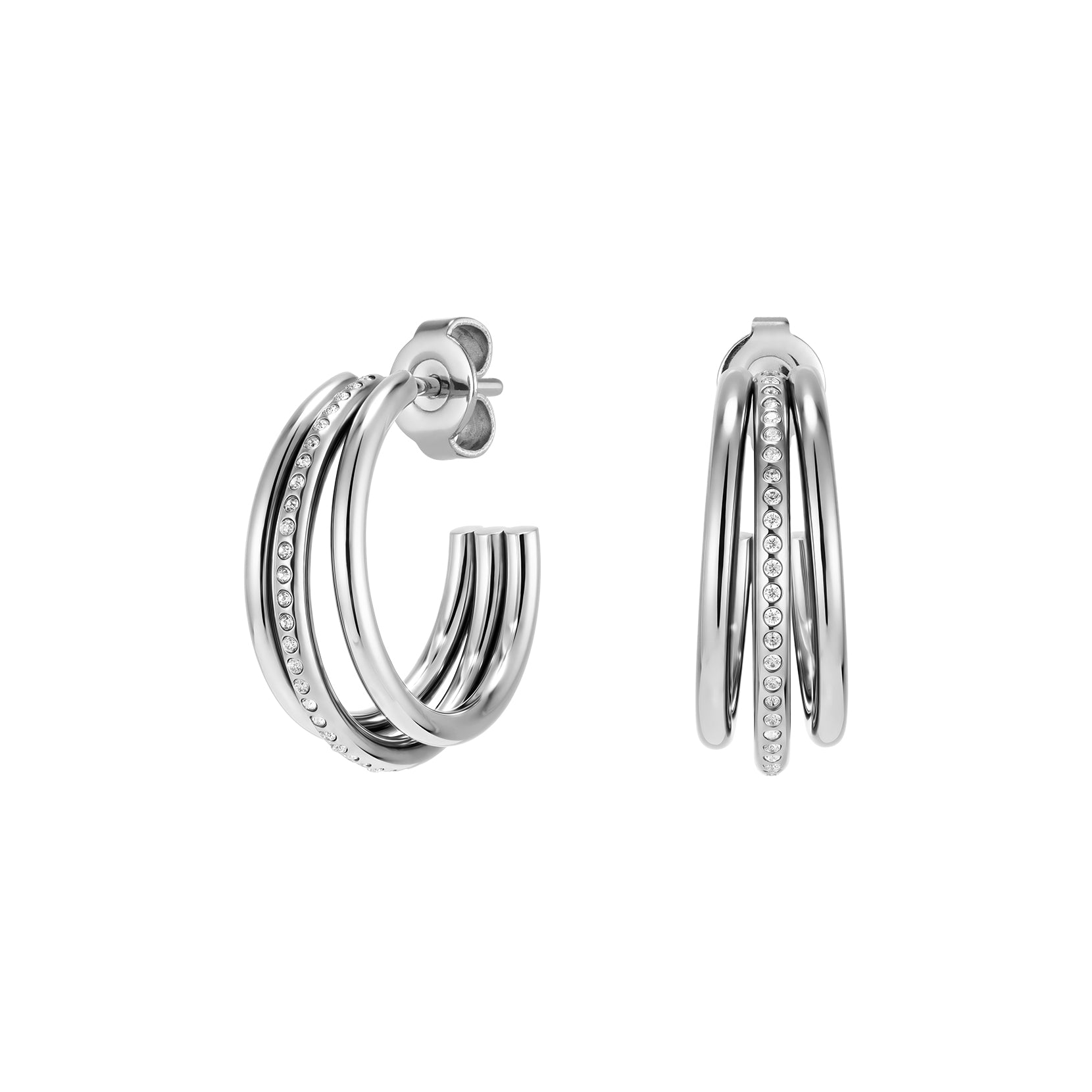 Womens Olivia Burton Silver Ever Stacked Hoop Earrings