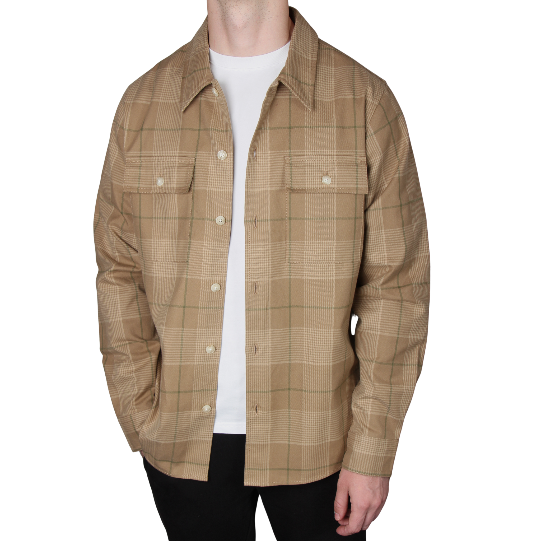 Mens HUGO Medium Beige Ernio Check Overshirt