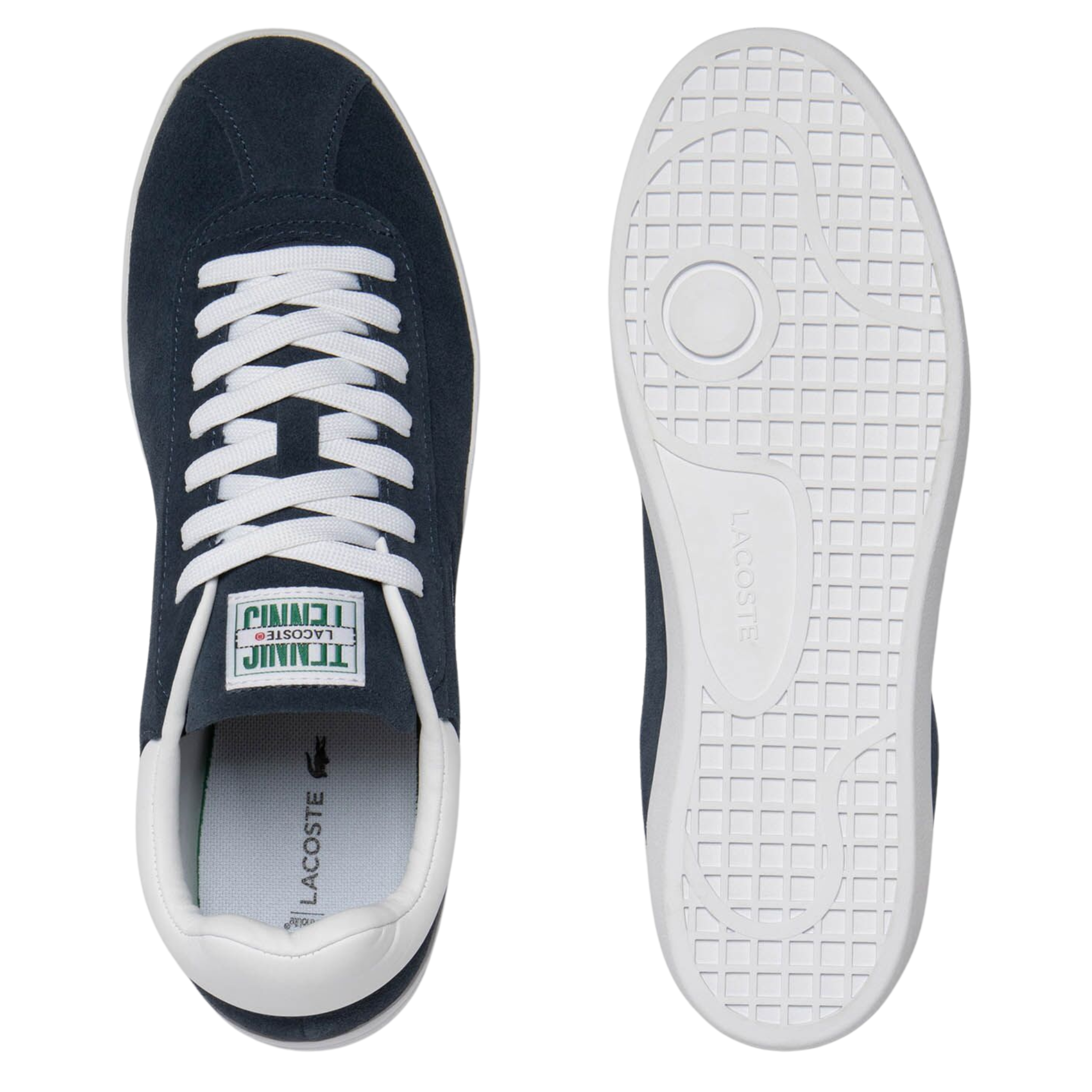 Mens Lacoste Navy/White Baseshot Suede Trainers