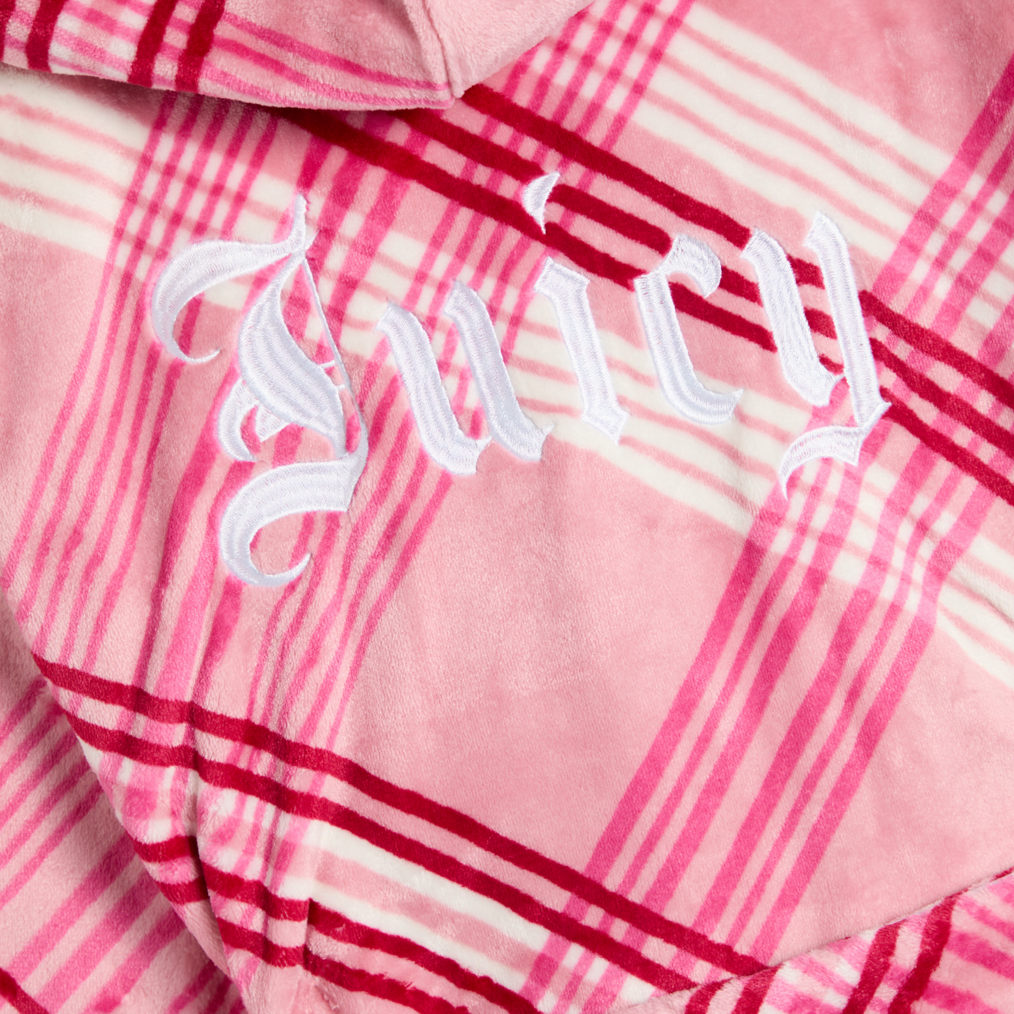 Womens Juicy Couture Pink Check Lottie Check Plush Robe