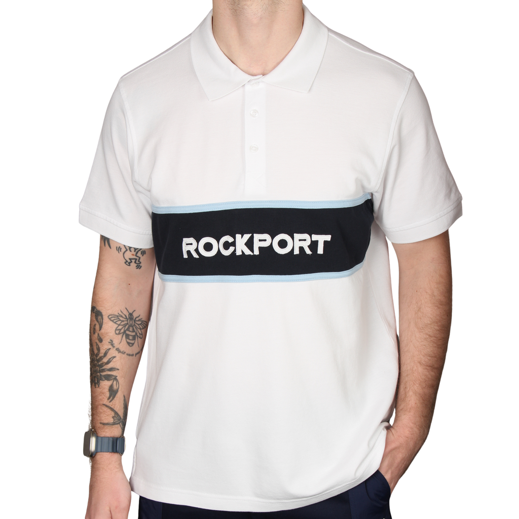 Rockport White Cobb Insert Logo Panel S/s Polo Shirt | Hurleys