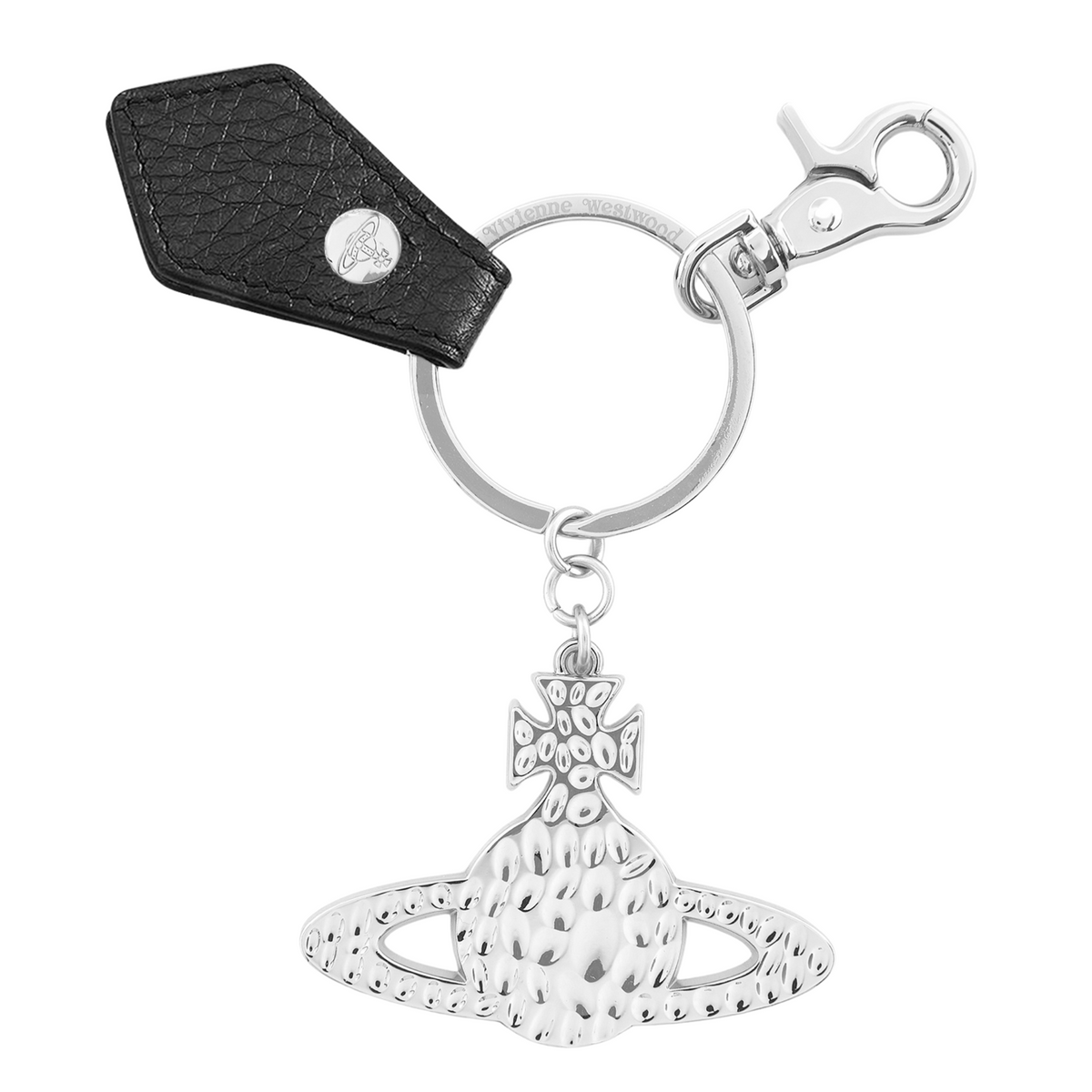 Vivienne Westwood Silver/Black Hammered Orb Keyring | Hurleys