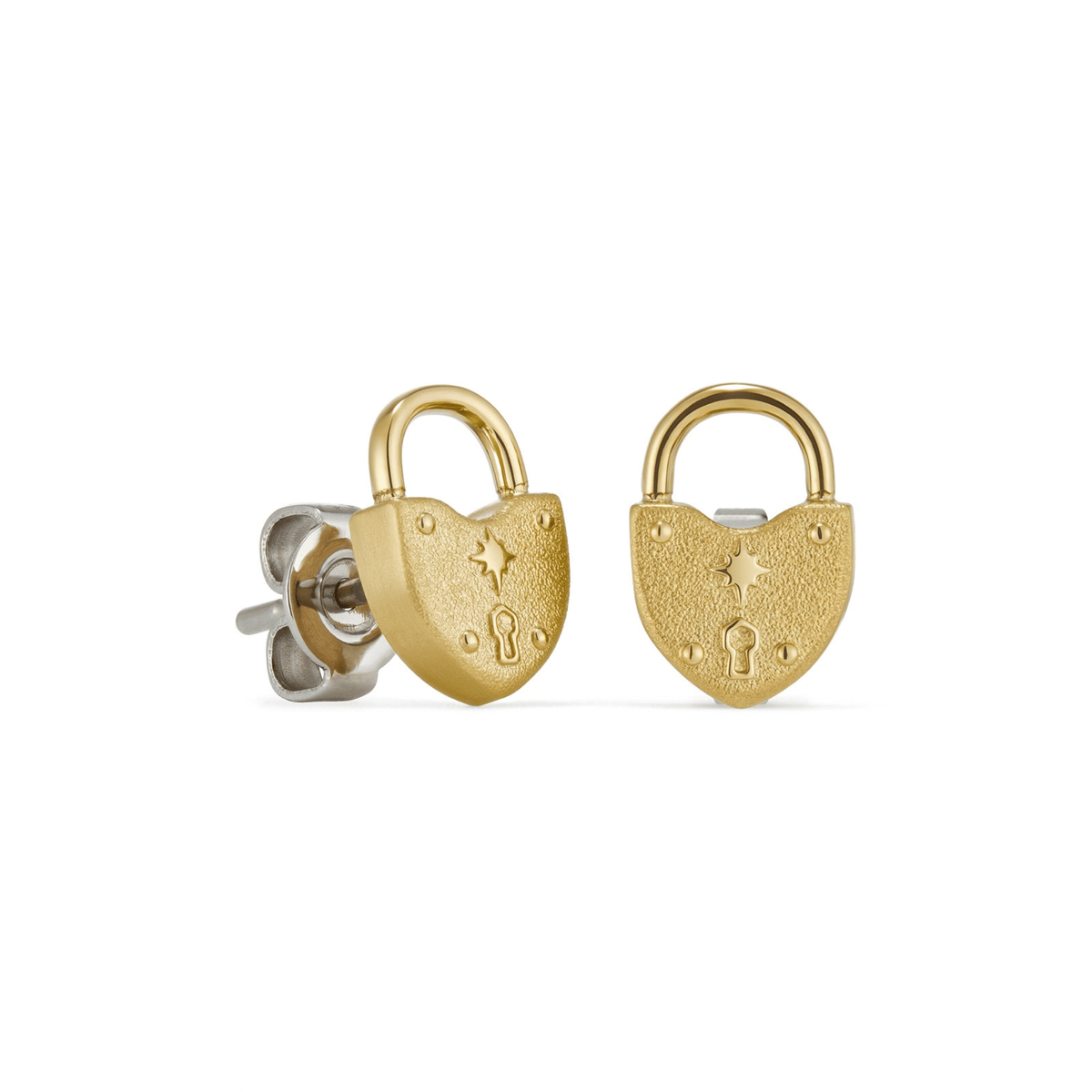 Womens Olivia Burton Gold Lock Heart Stud Earrings
