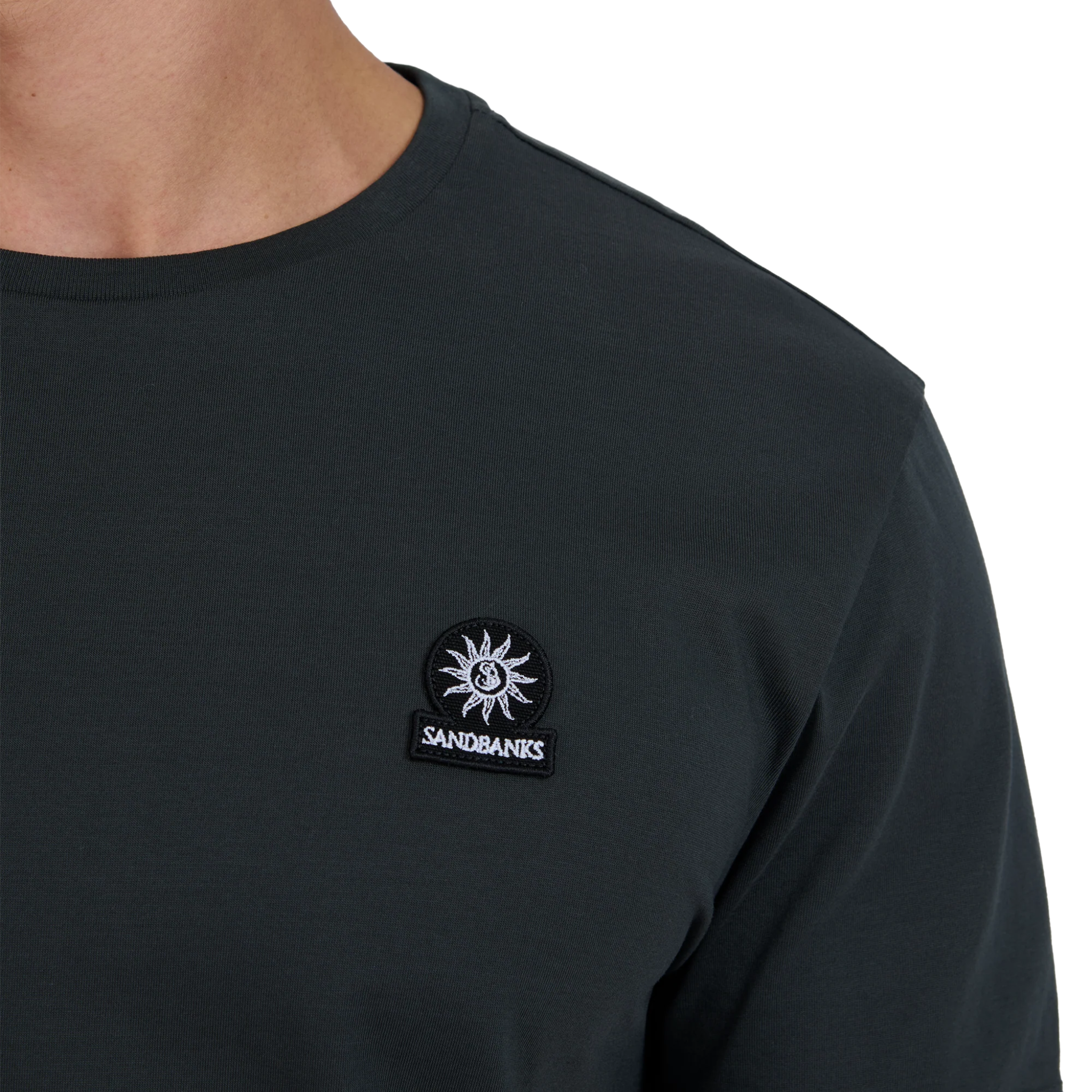 Mens Sandbanks Anthracite Mercerised Badge S/s T Shirt