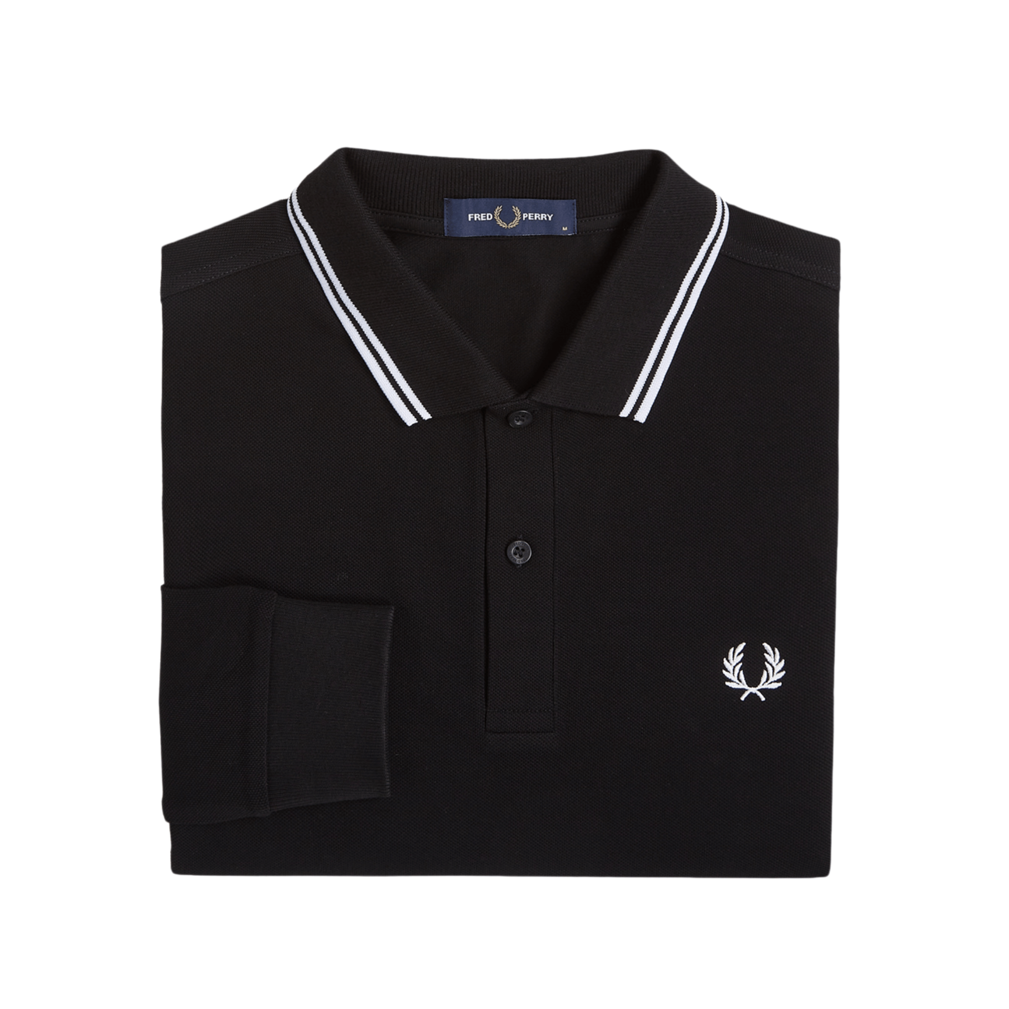 Mens Fred Perry Black Twin Tipped L/s Polo Shirt