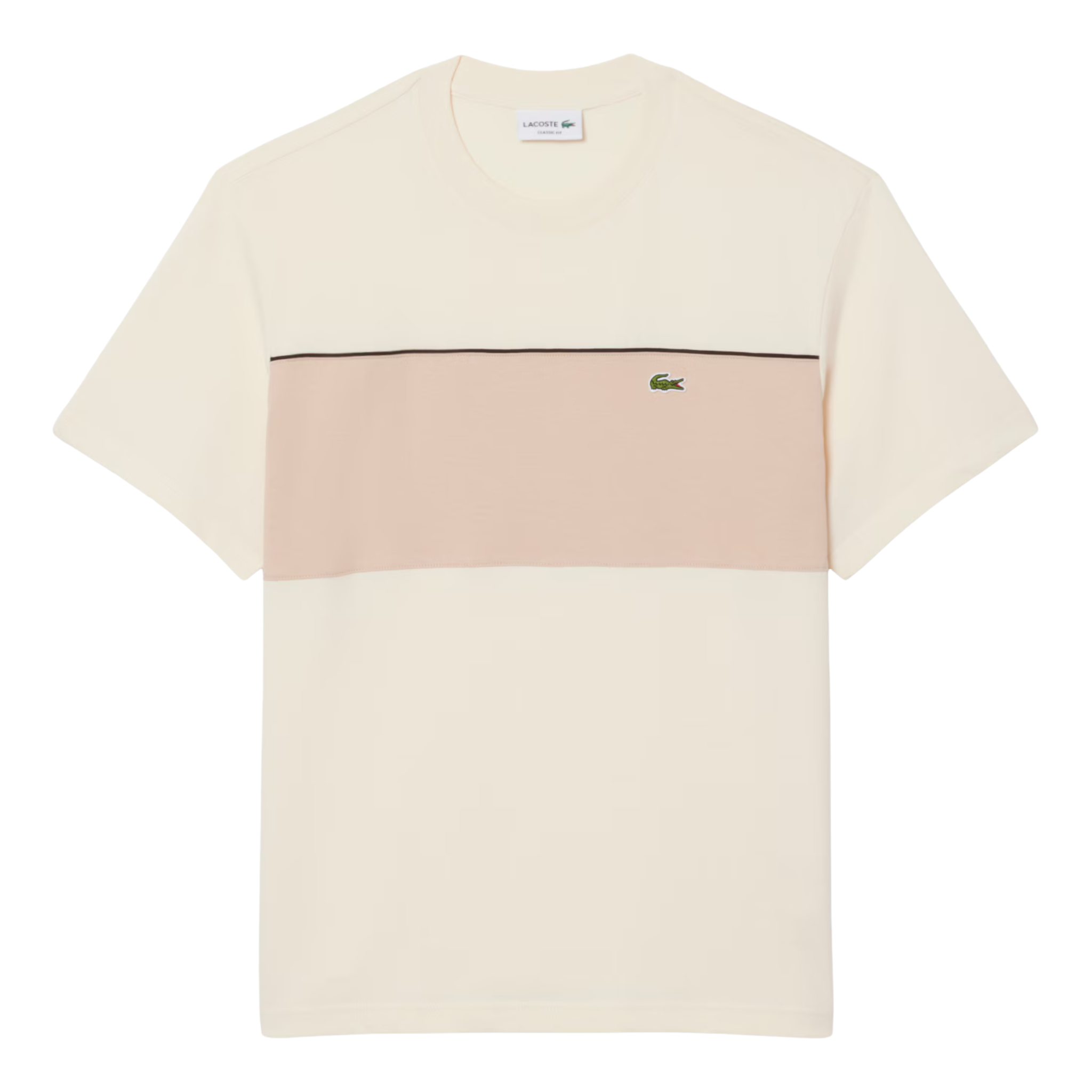 Mens Lacoste Beige Colour Block S/s T Shirt
