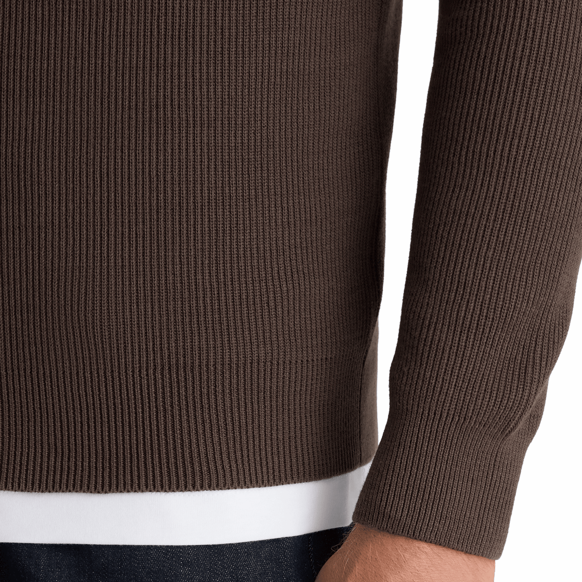 Mens Remus Uomo Brown Ribbed Half Zip Knit Jumper