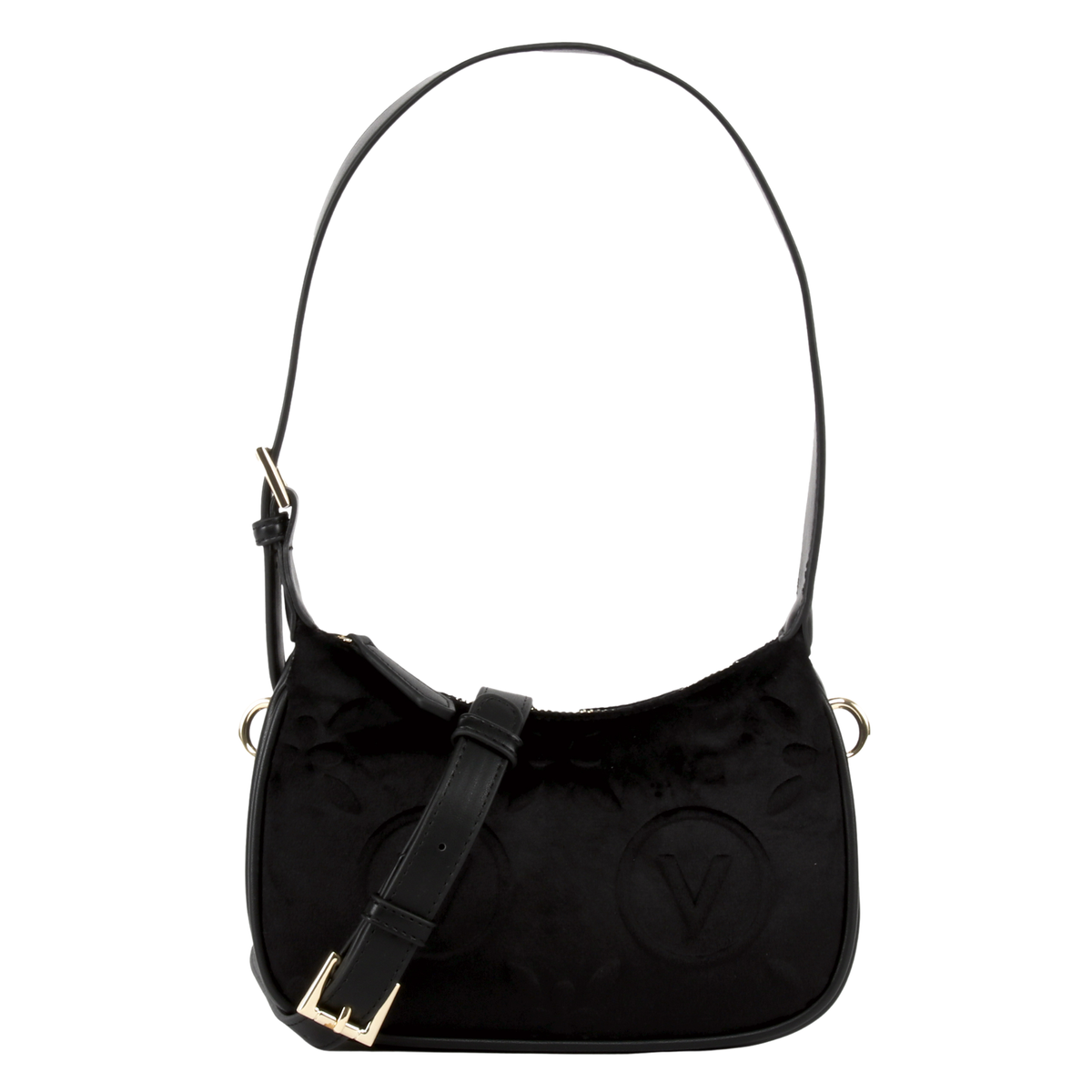 Womens Valentino Black Samba Velvet Shoulder Bag