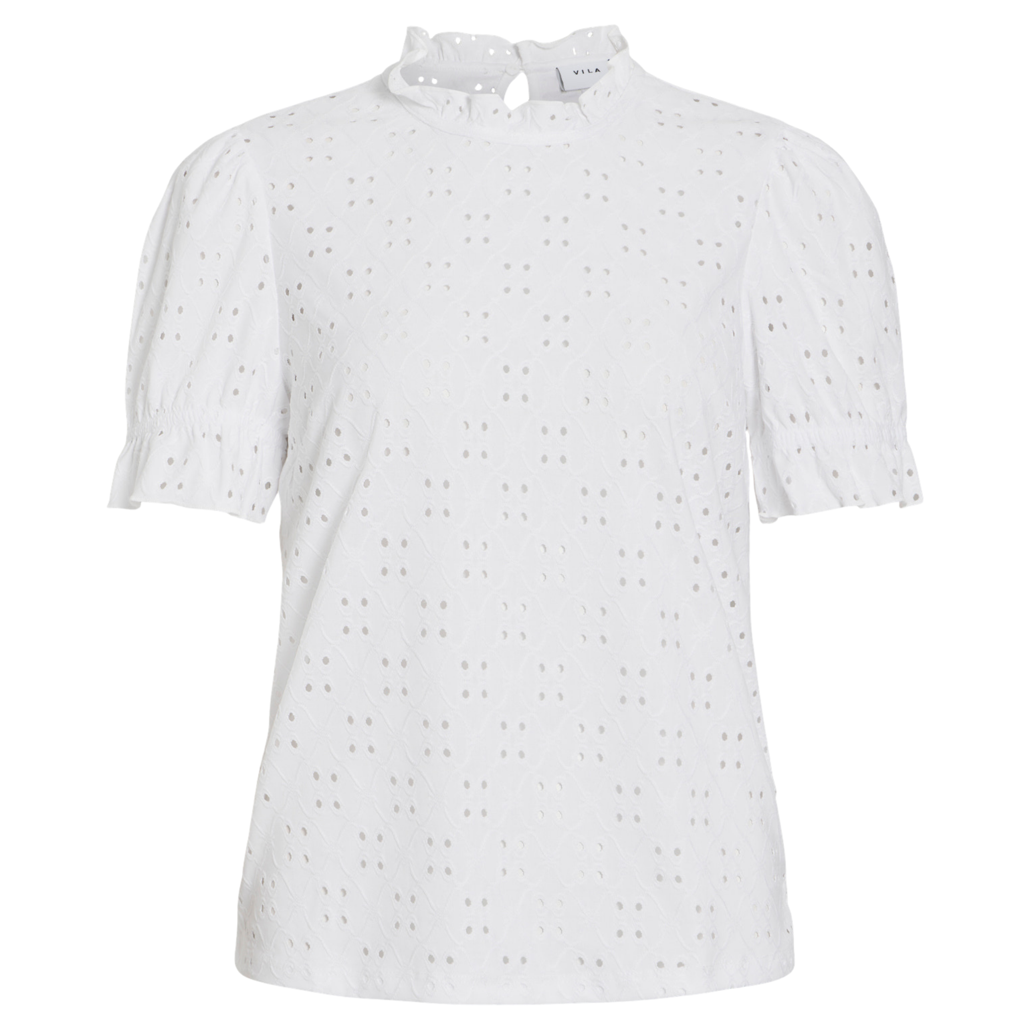 Womens Vila Optical Snow Vikawa Flounce S/s Top