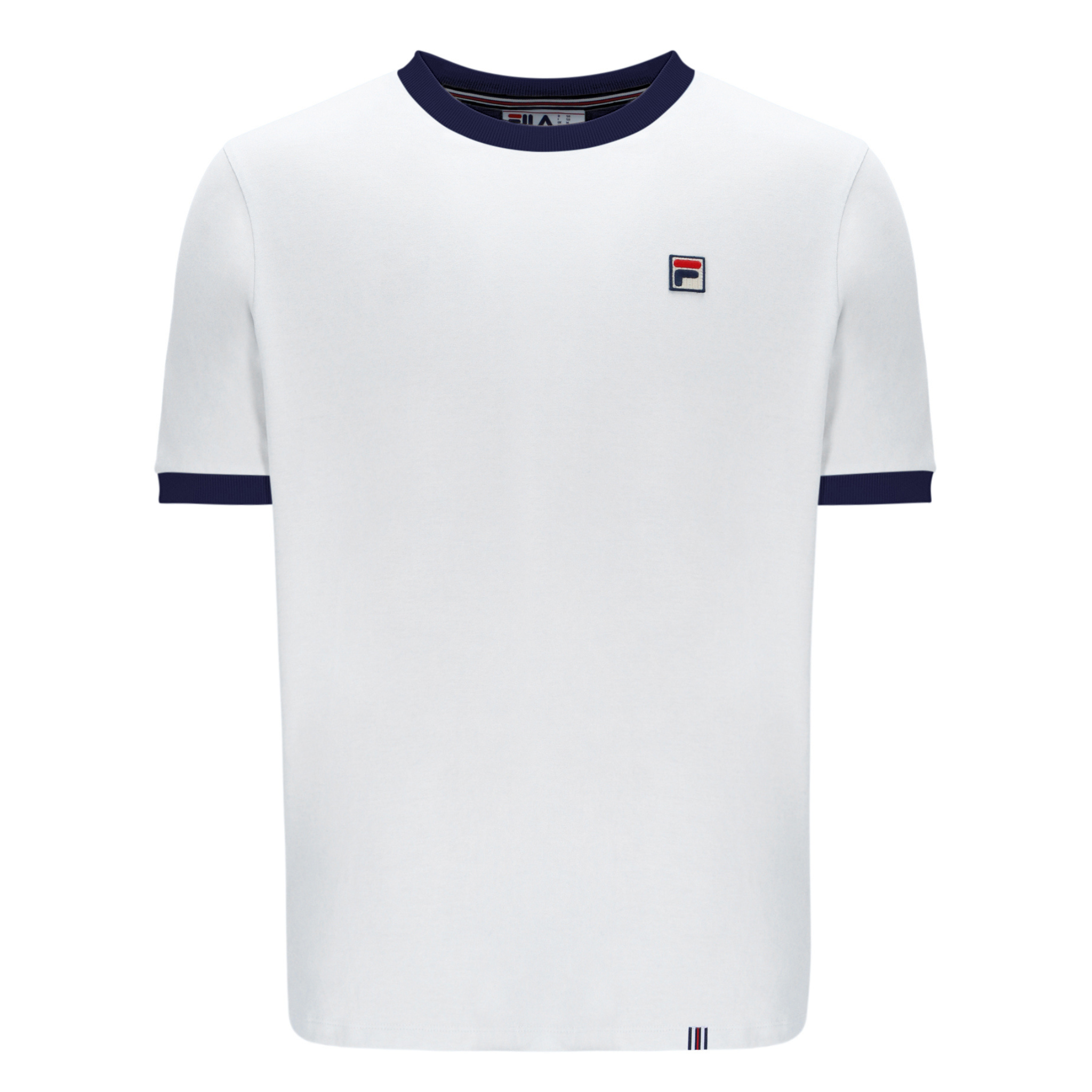 Mens Fila White/Navy Marconi Essential Ringer S/s T Shirt