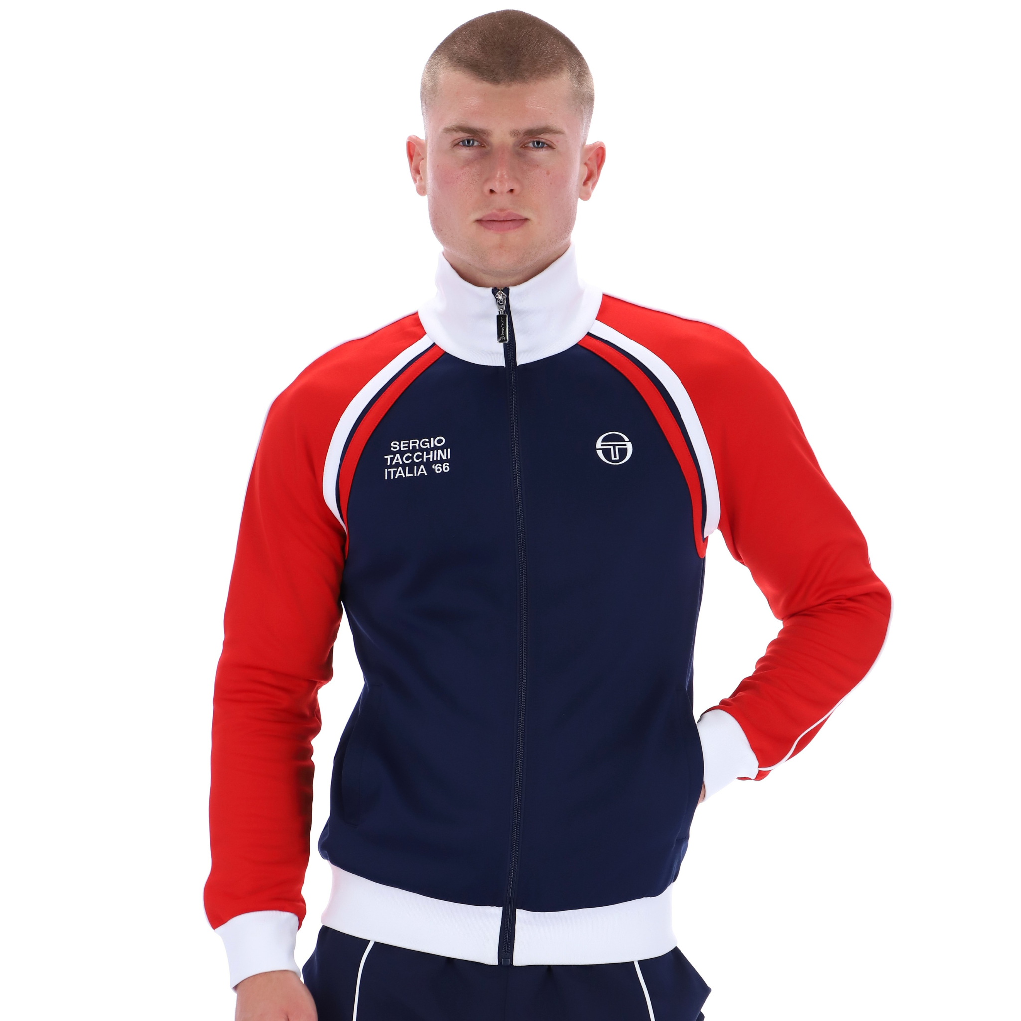 Mens Sergio Tacchini Maritime Blue/Adrenaline Rush/White Ghibli Davis Track Top