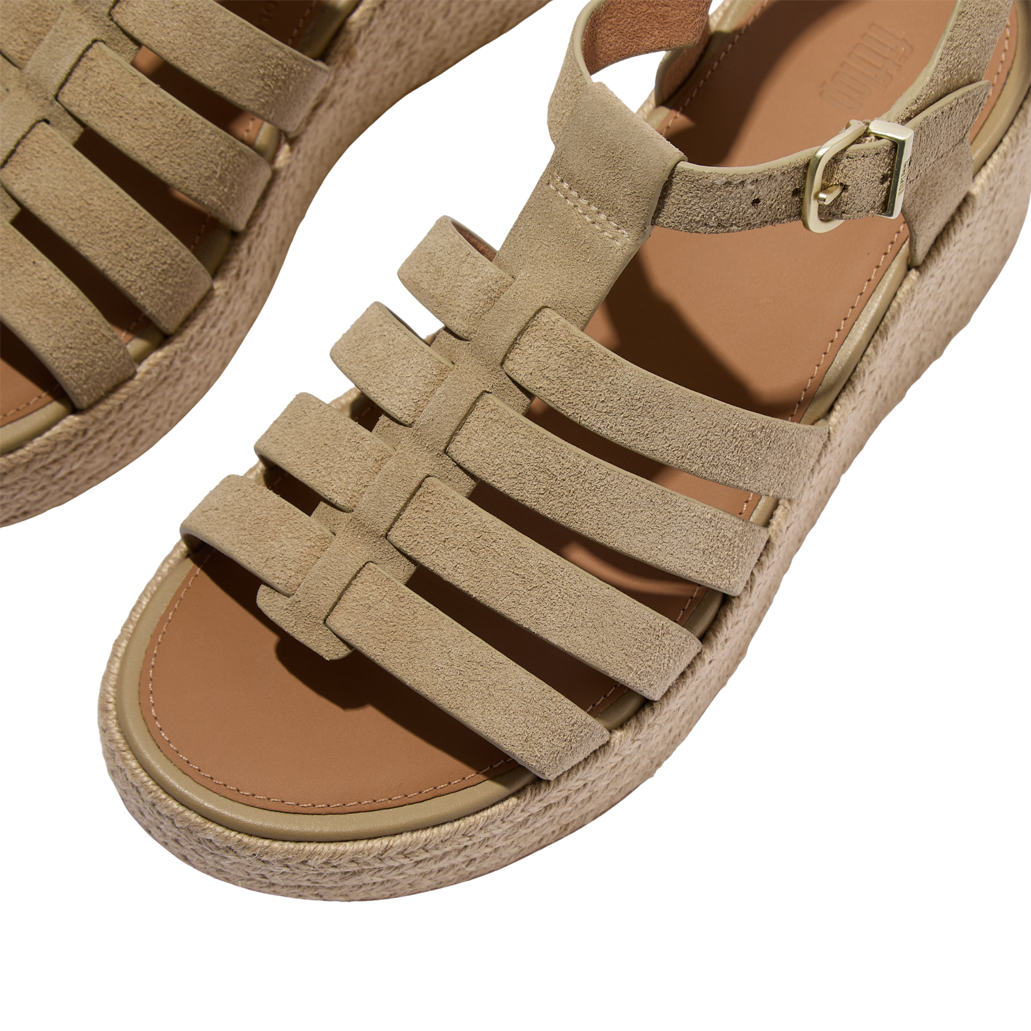 Womens FitFlop Cappuccino Suede Platfforms Fisherman Wedge Sandals