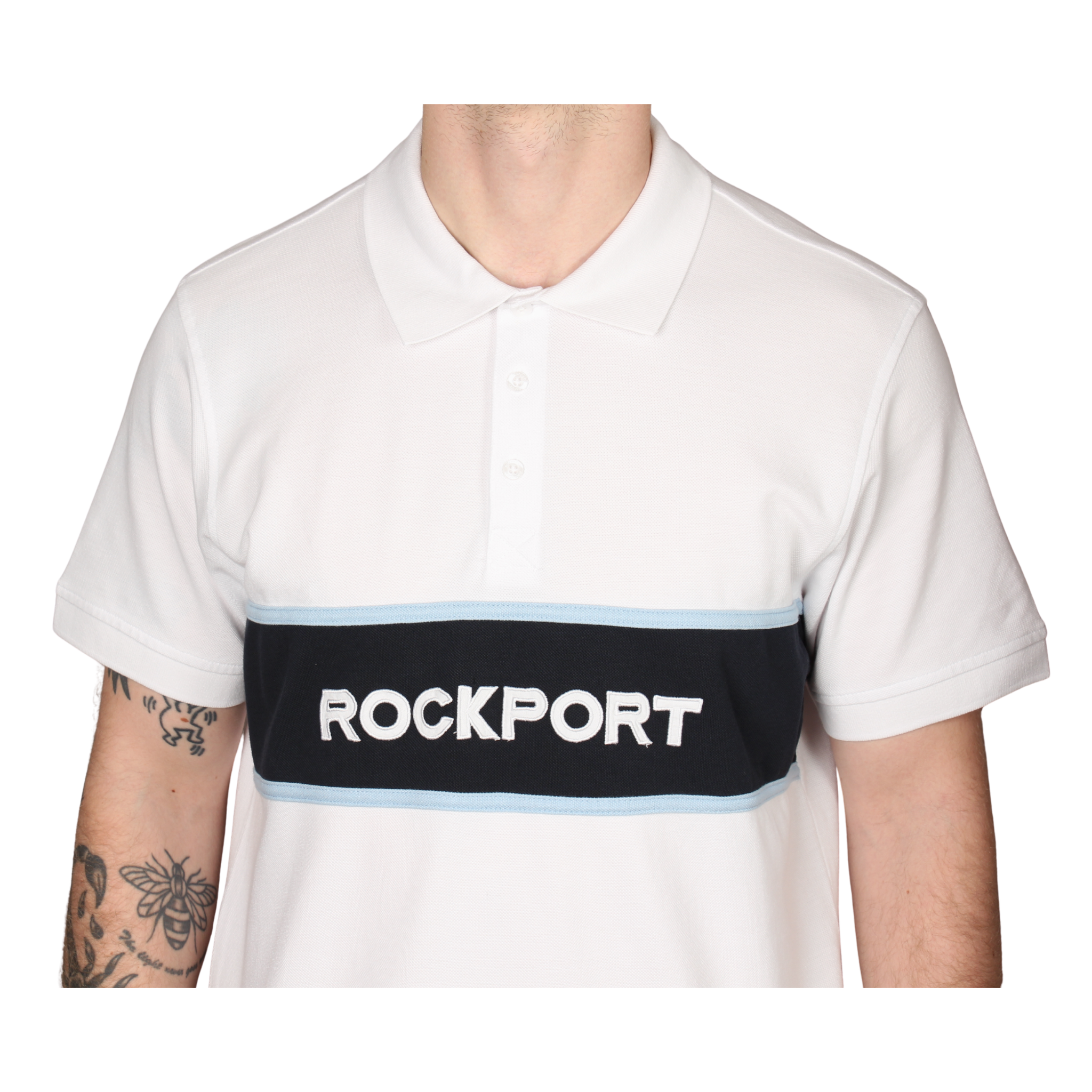 Mens Rockport White Cobb Insert Logo Panel S/s Polo Shirt