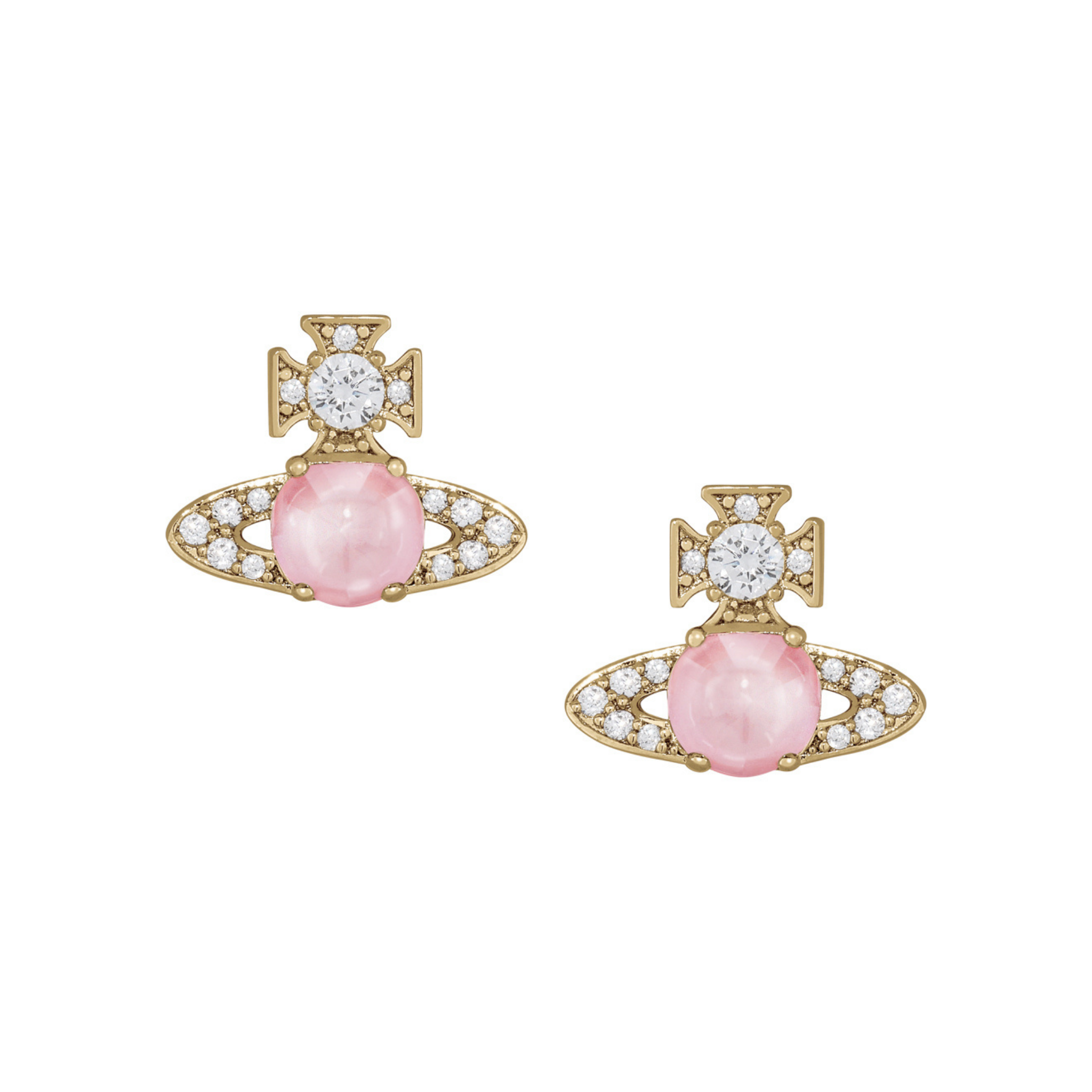 Vivienne Westwood Gold/Pink/White CZ Ondina Earrings