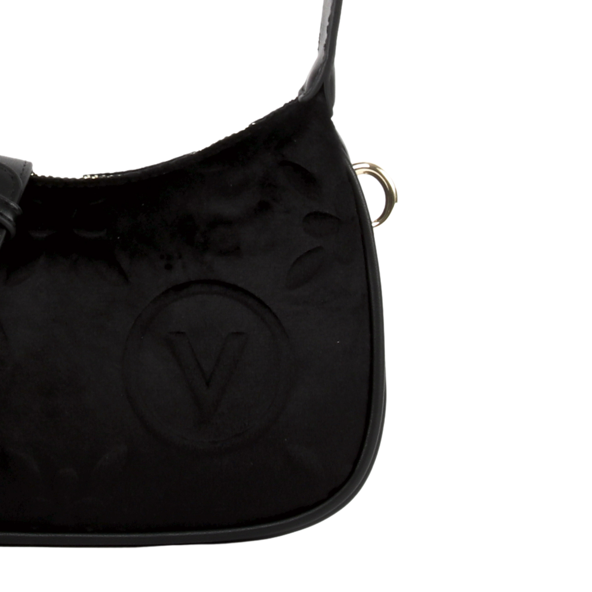 Womens Valentino Black Samba Velvet Shoulder Bag