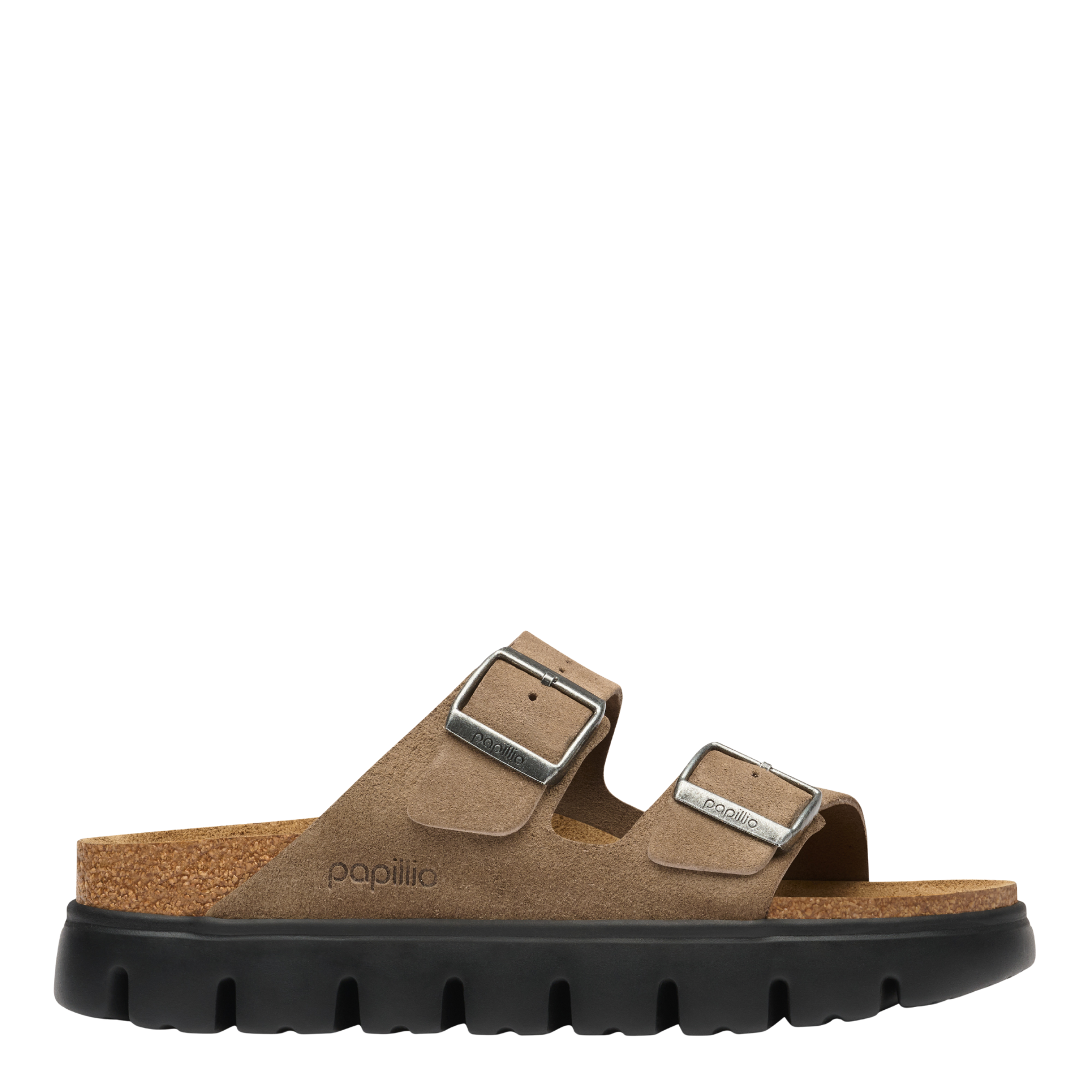 Womens Birkenstock Grey Taupe Arizona Chunky Suede Sandals