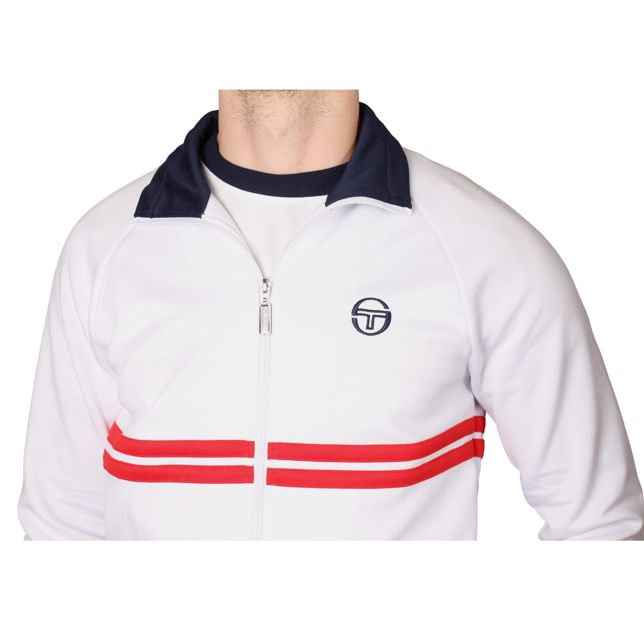 Mens Sergio Tacchini White/Maritime Blue/Adrenaline Rush Dallas Track Top