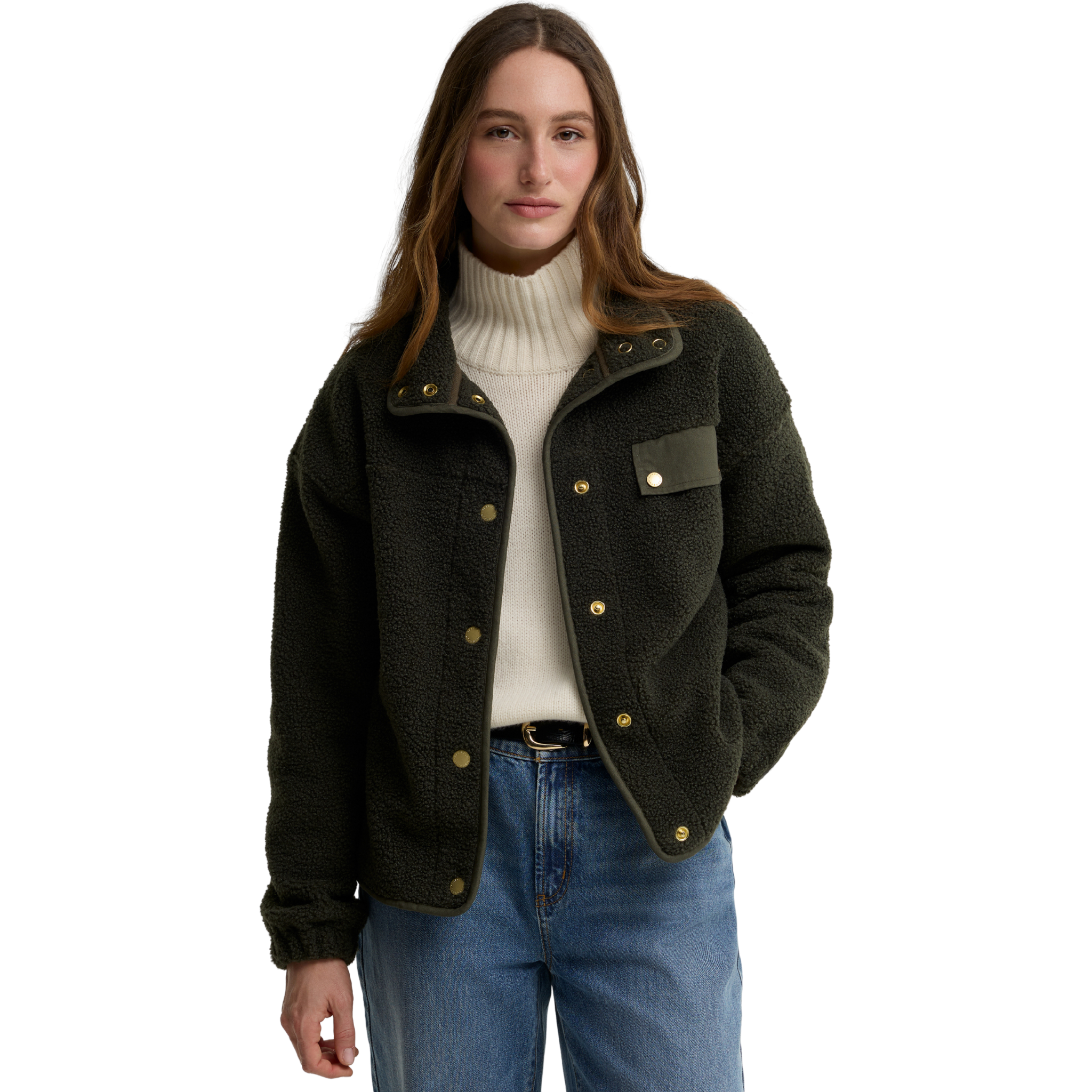 Womens Barbour Olive Mabel Fleece Jacket
