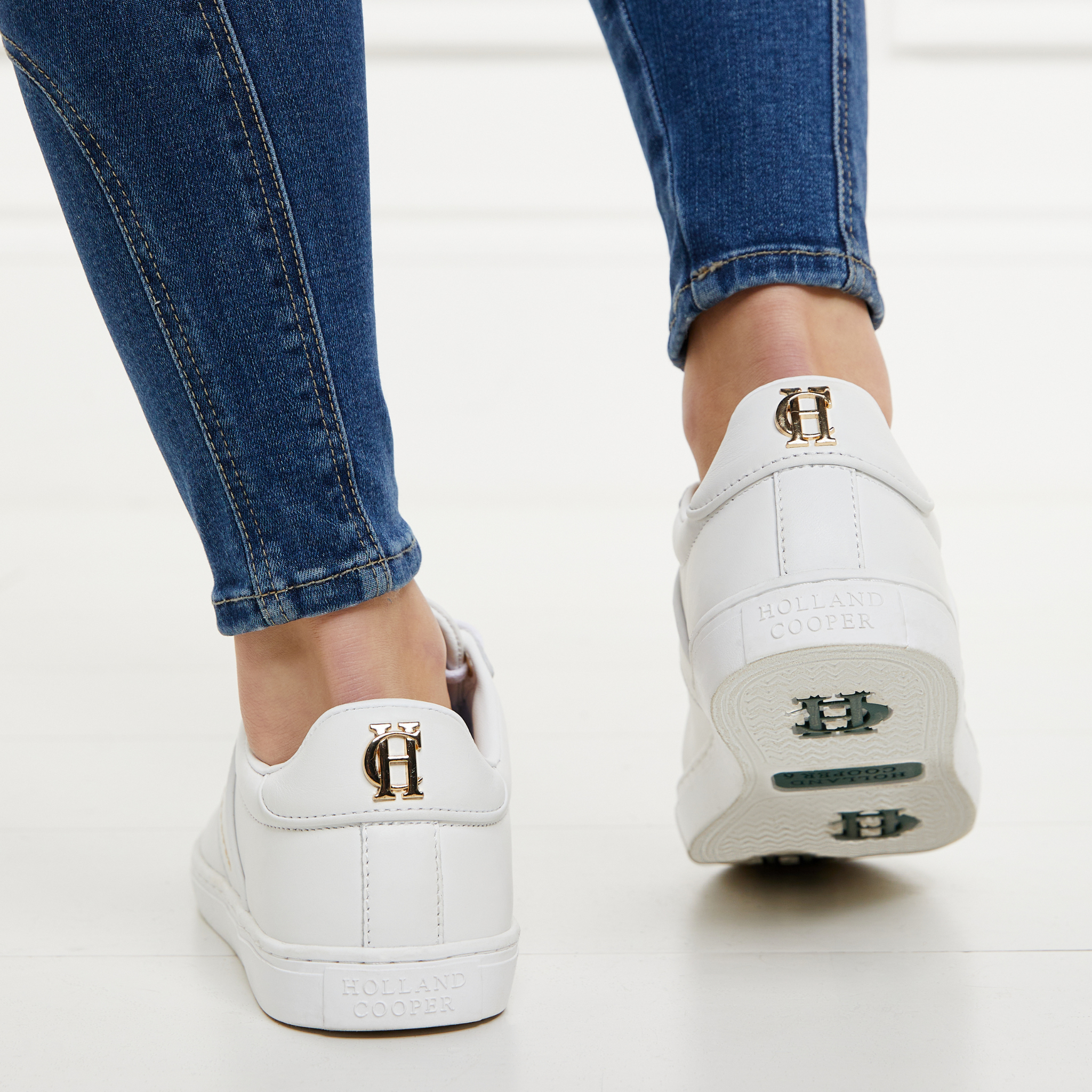 Womens Holland Cooper White Knightsbridge Court Trainers